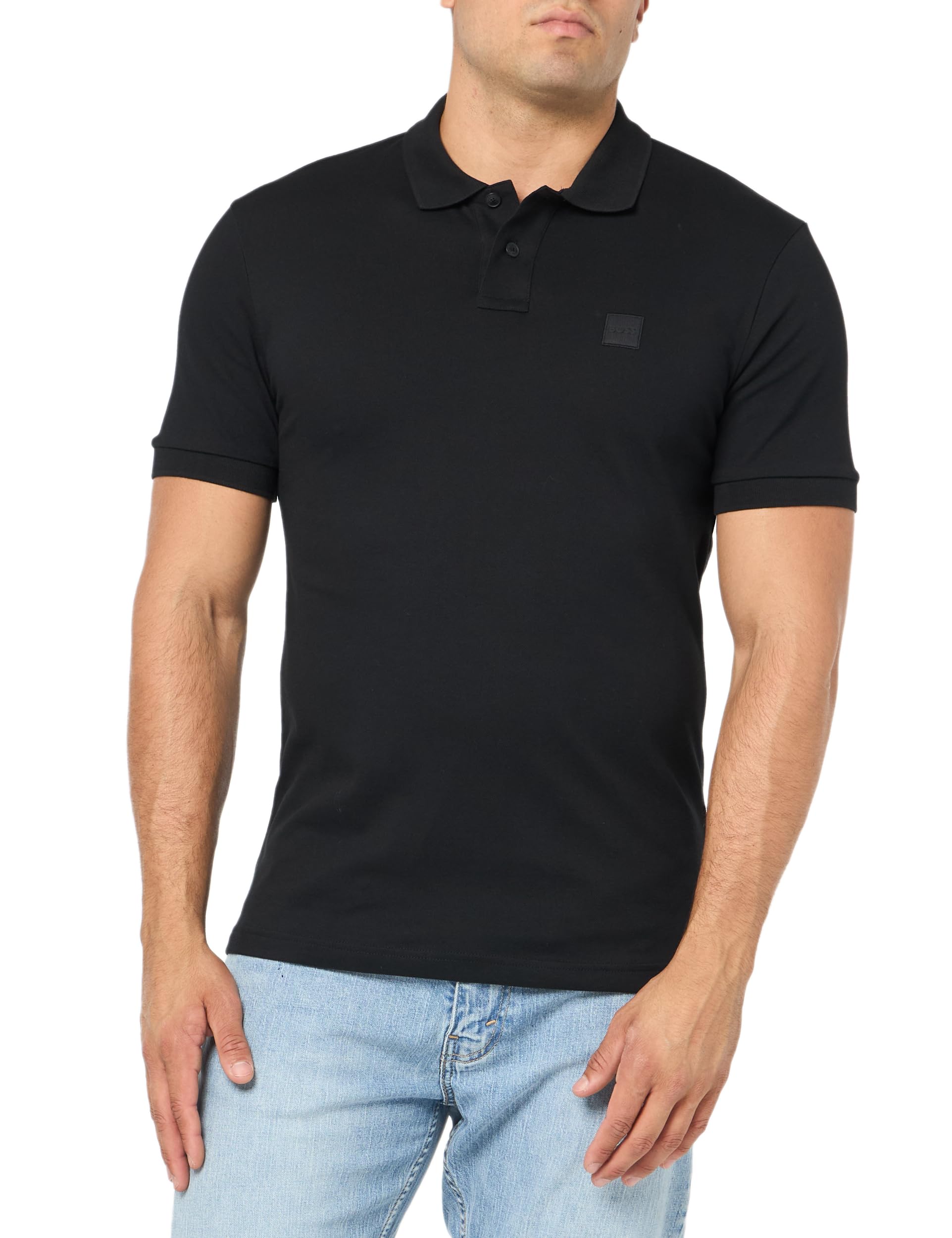BOSS Men's Square Patch Logo Slim Fit Pique Polo Shirt - Comfortable Business Casual Wear for Office, Golf & Summer Outings