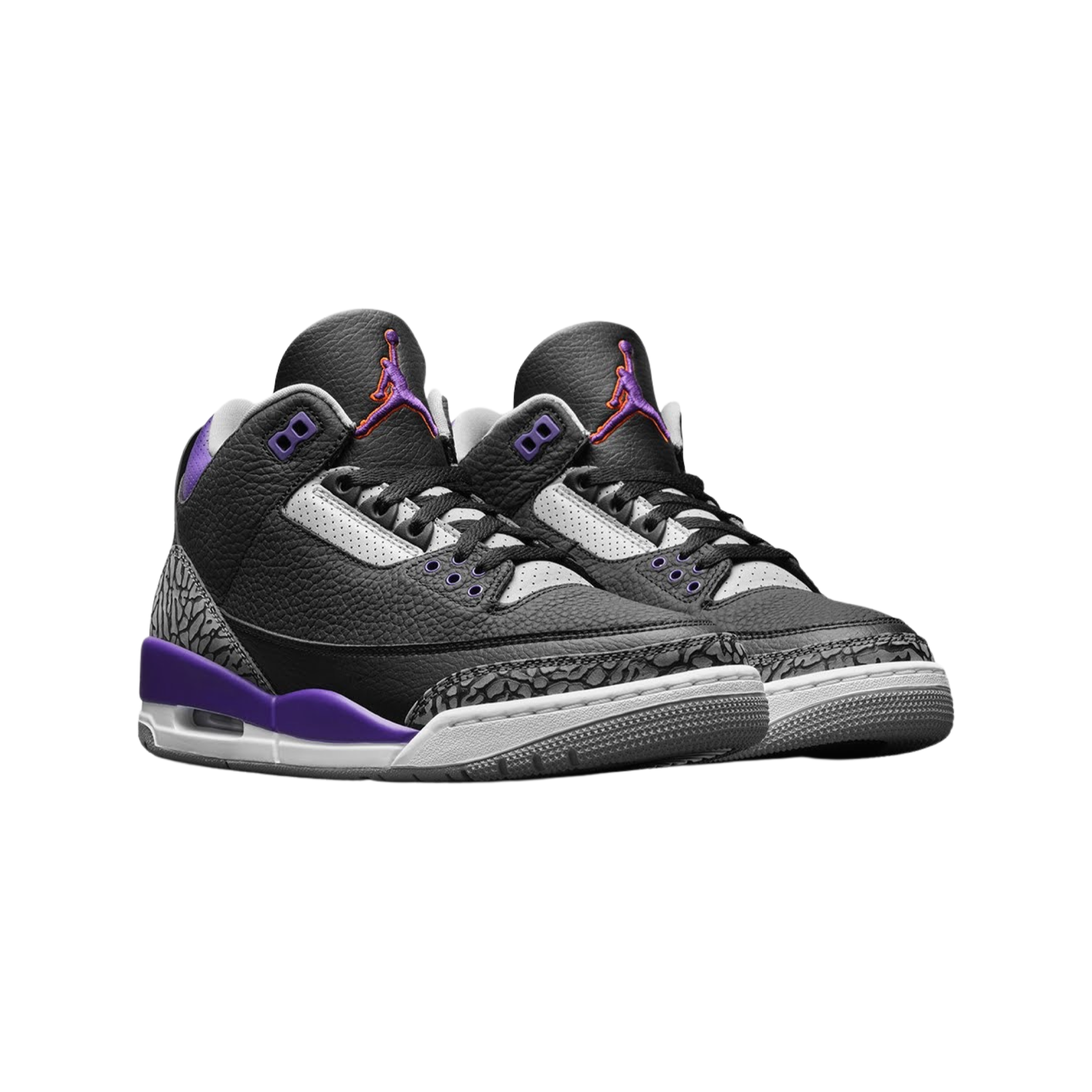 Air Jordan 3 Retro Sneakers - Black Court Purple Cement Grey Basketball Shoes for Men - Perfect for Streetwear, Gym & Casual Outfits
