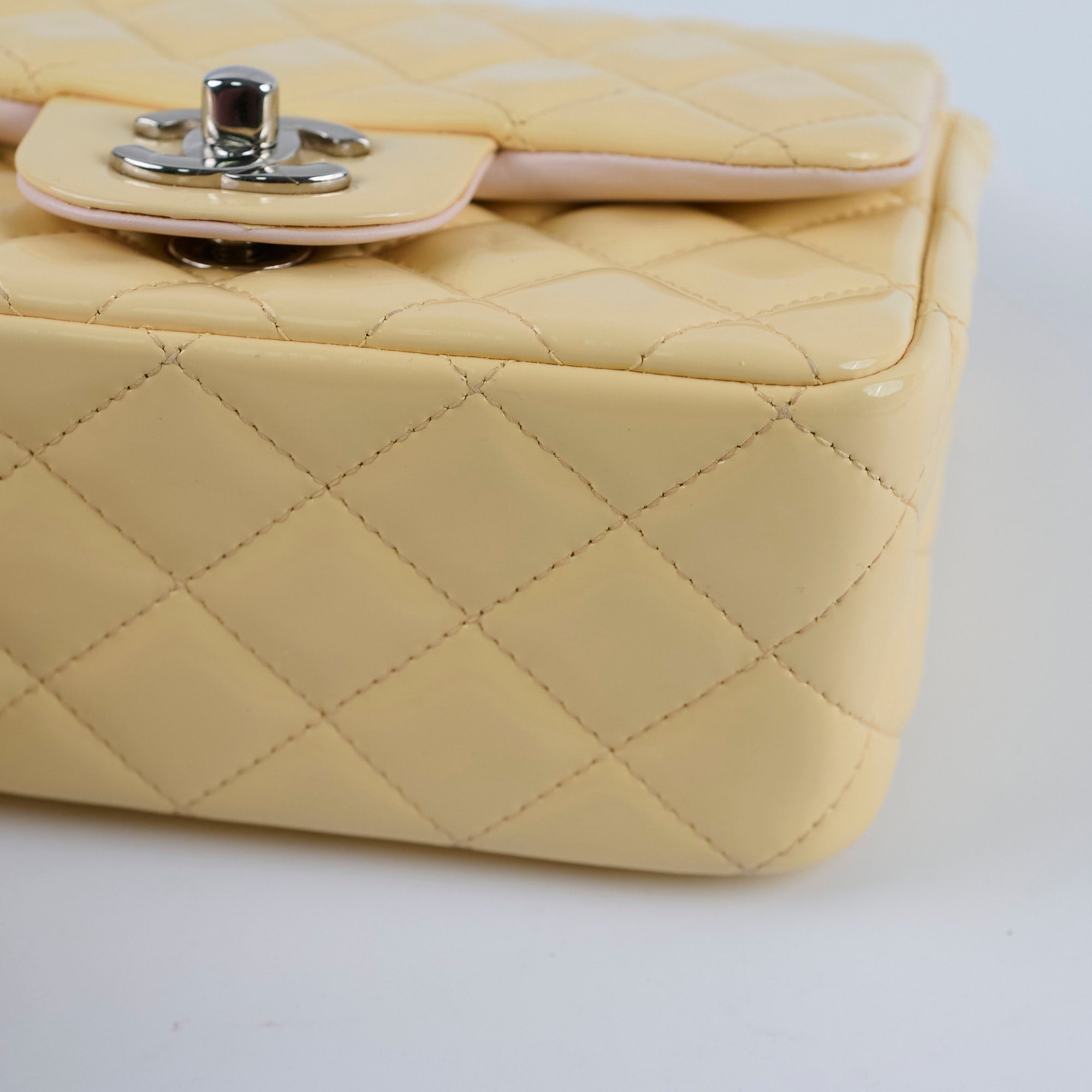 Chanel Mini Square Bag Patent Leather Yellow Crossbody Bag for Women | Luxury Designer Handbag for Parties, Dating & Special Occasions