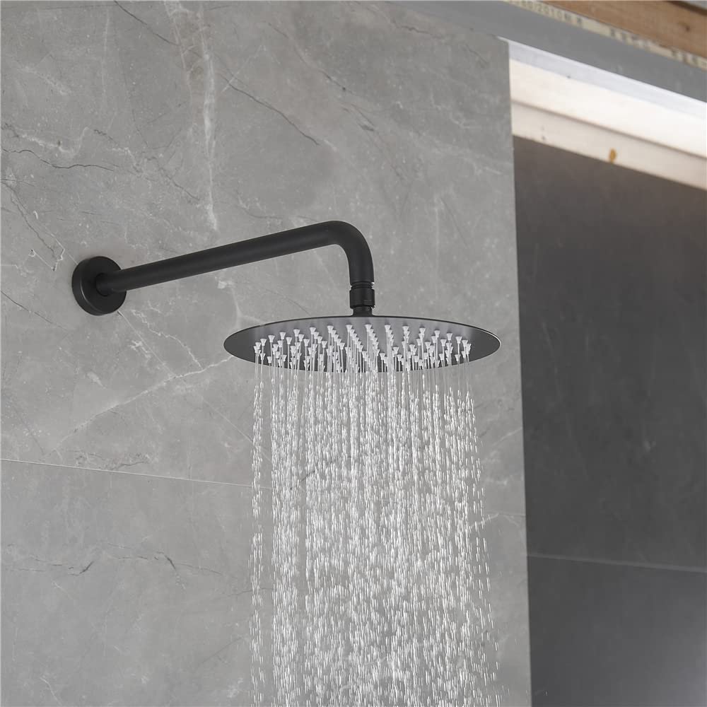 High-Pressure Rainfall Shower Head and Handheld Sprayer Set with Matte Black Finish - Complete Bathroom Shower System with Mixer Valve & Tub Spout for Luxurious Spa-Like Experience at Home