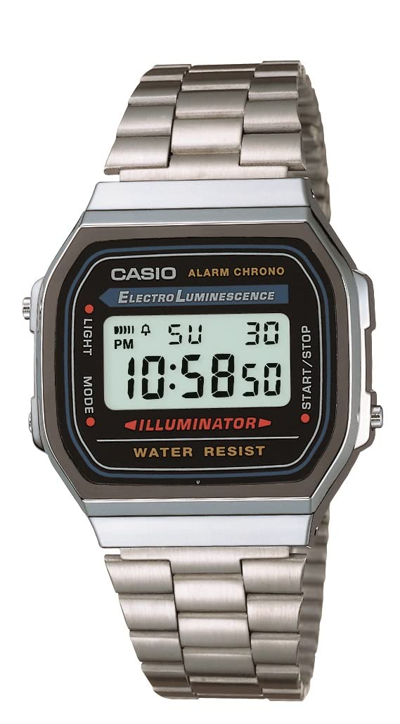 Casio A168WA Unisex Digital Watch for Men & Women - Retro Style, Silver Stainless Steel, LED Display - Perfect for Everyday Wear, Office, and Casual Outfits
