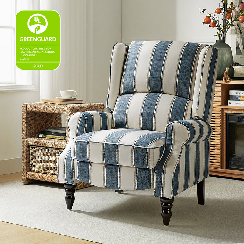 Erdeni Upholstered Manual Wingback Recliner Chair - Comfortable Living Room Armchair with Smooth Reclining Mechanism - Perfect for Home Theater, Reading Nook & Relaxation