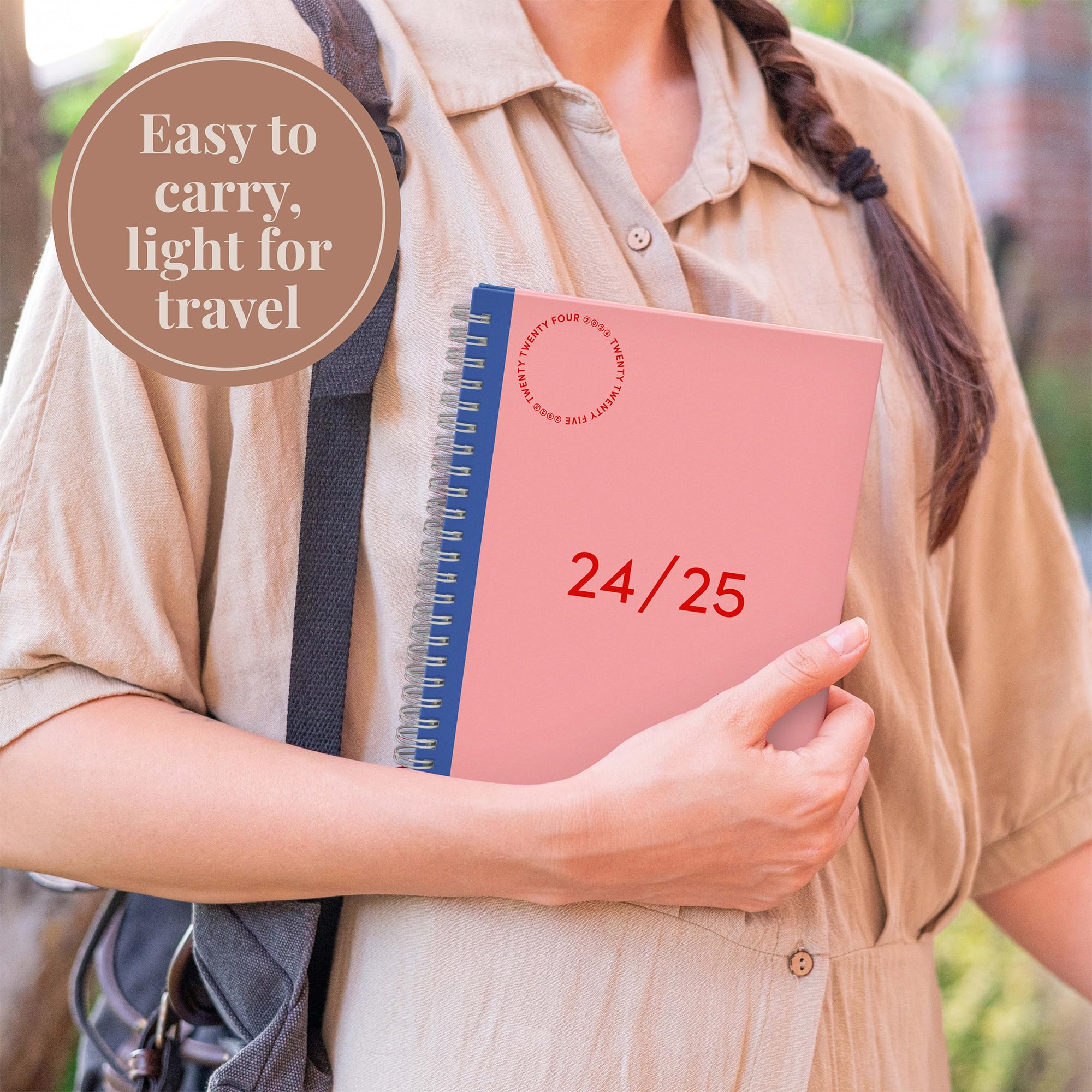Riley's 2024-2025 Academic Planner | 18-Month Weekly & Monthly Organizer with Twin-Wire Binding | Durable Cover & Notes Pages | 8.3 x 5.9 Inch Pink Student Planner | Perfect for College, School & Work Schedule Planning