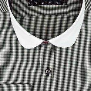 Cavani Men's Penny Round Collar Black Gingham Check Formal Shirt | Peaky Blinders Style | Office Wear & Special Occasions