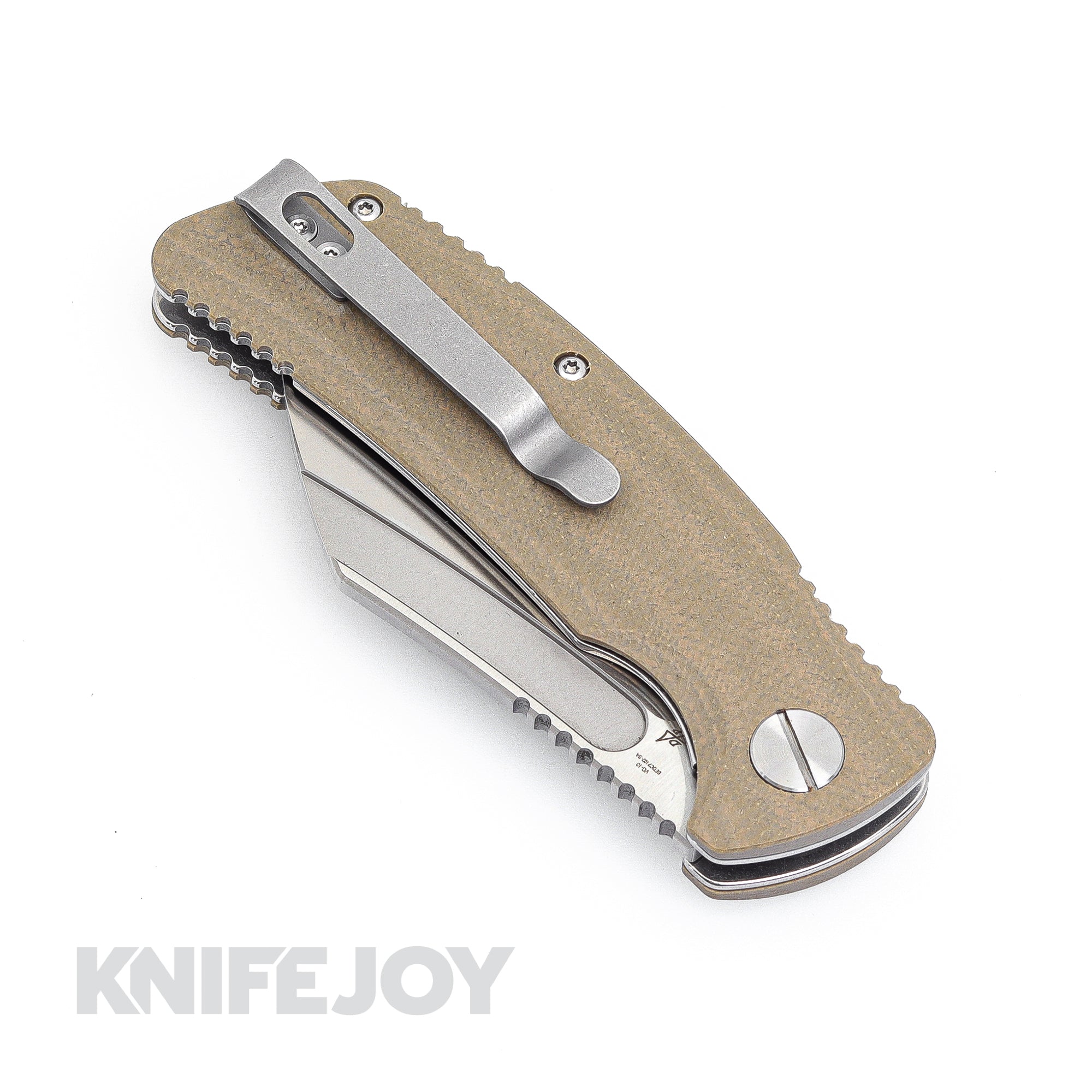 B'yond EDC BEDC2102 SA Dirk Pinkerton Garra Folding Knife - Satin Plain Blade, Tan Micarta Handles - Perfect for Everyday Carry, Outdoor Adventures & Survival Gear