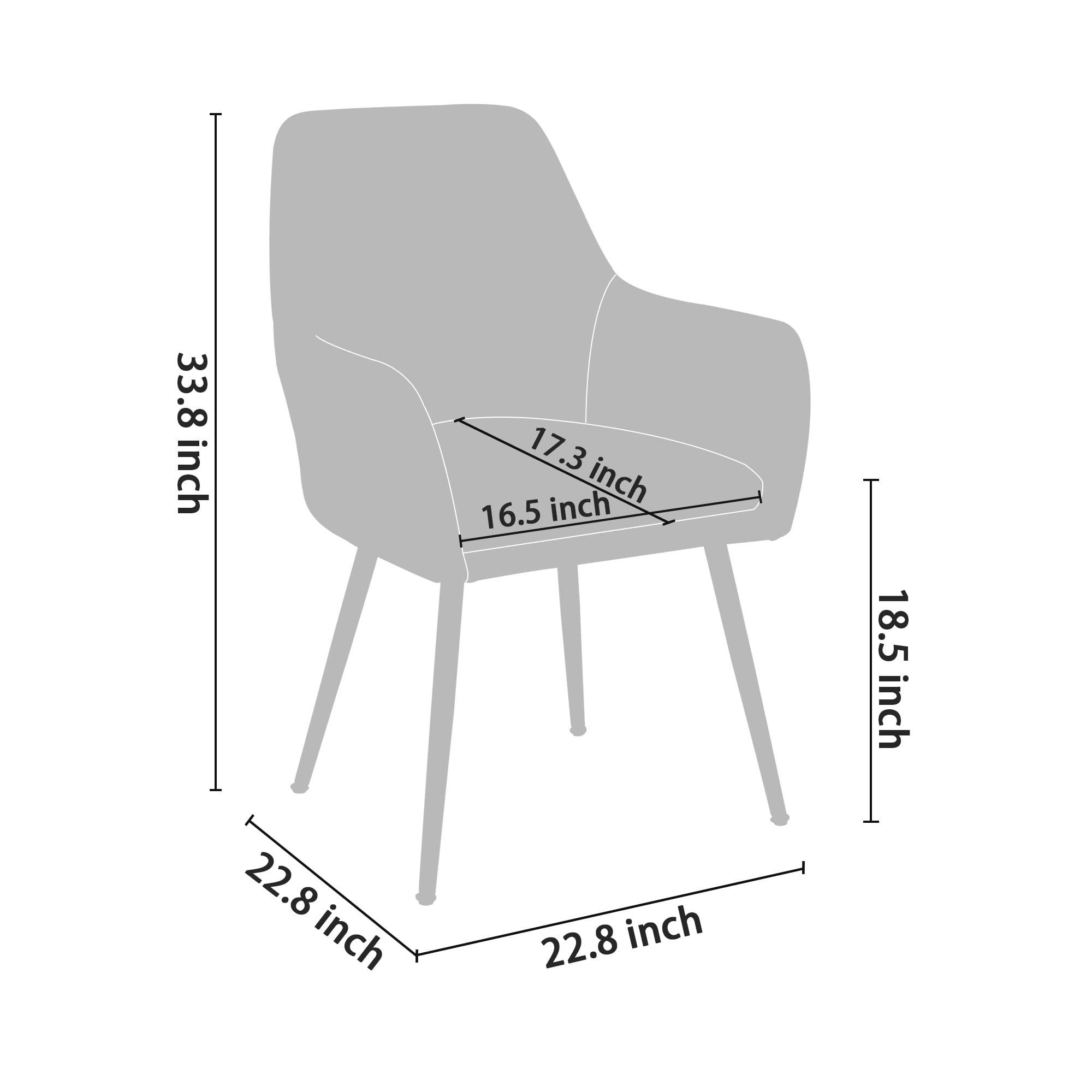 Mid Century Modern Velvet Dining Chairs Set of 2 - Upholstered Kitchen & Living Room Accent Chairs with Metal Legs - Grey | Perfect for Dining Room, Breakfast Nook & Home Office Decor
