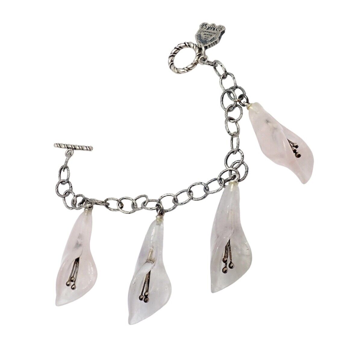 Vintage Mario Buccellati Sterling Silver Quartz Calla Lily Bracelet - Elegant Antique Jewelry for Women, Perfect for Weddings & Special Occasions