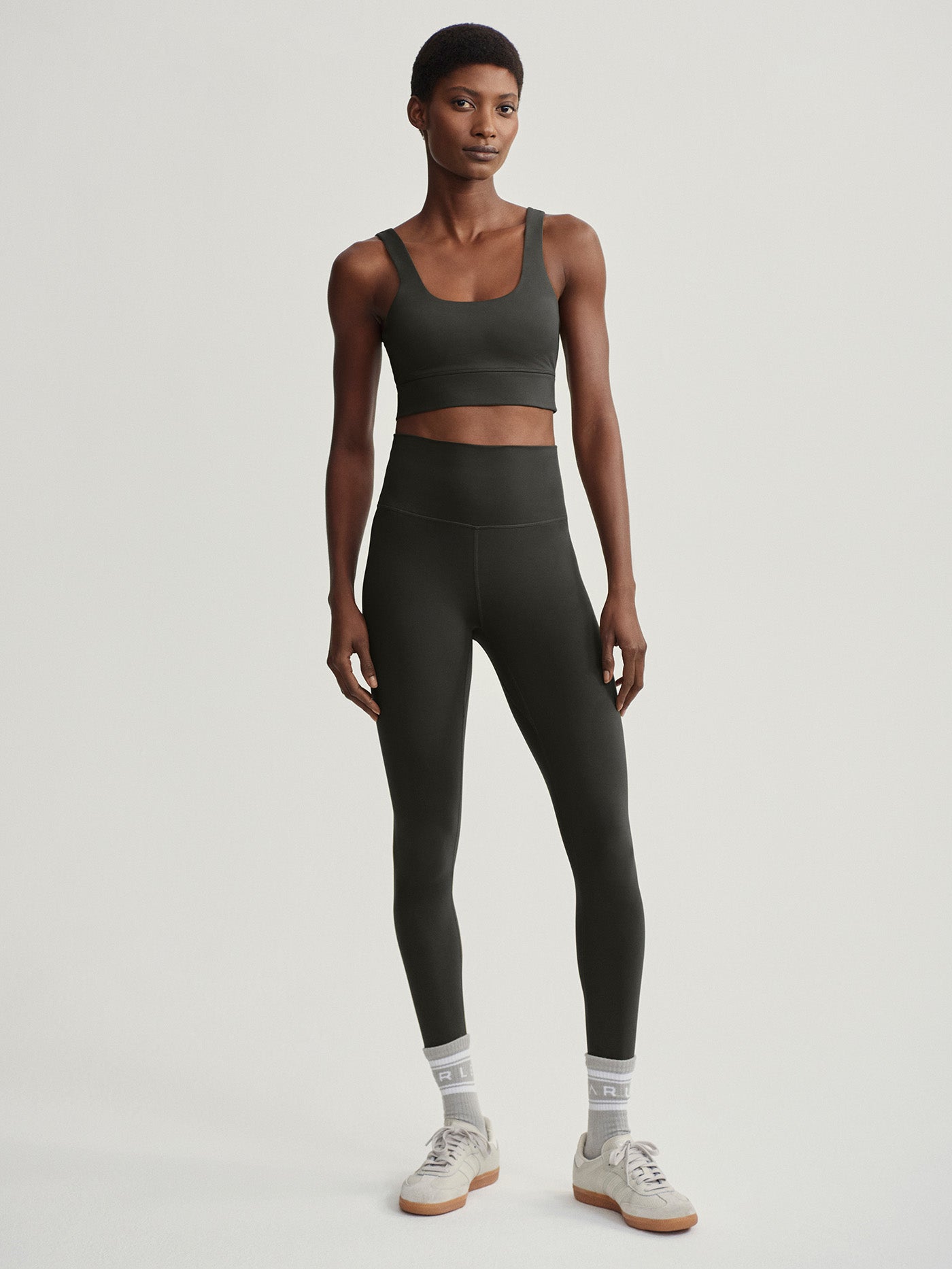 Varley Freesoft Cori Bra - Dark Resin Green Sports Bra for Women | Yoga, Running & Gym Workouts | Breathable & Supportive Activewear