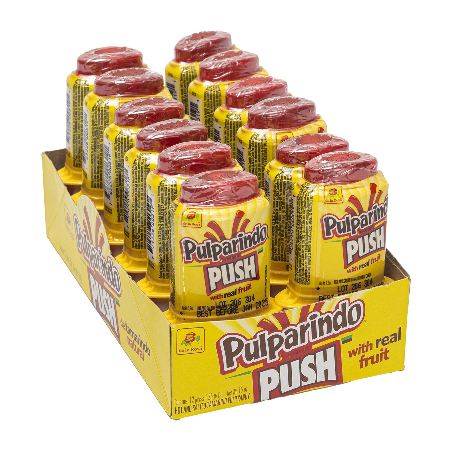 De La Rosa Pulparindo Tamarindo Candy - 12ct Box | Authentic Mexican Tamarind Candy for Snacking, Parties & Gifting