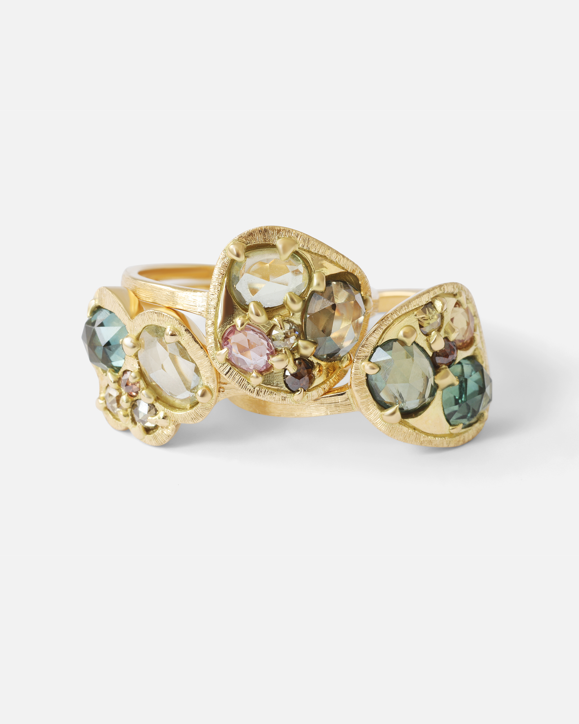 Exquisite Silk Blue Green Orange Cluster Ring for Women | Elegant Bohemian Jewelry for Parties, Weddings & Everyday Wear