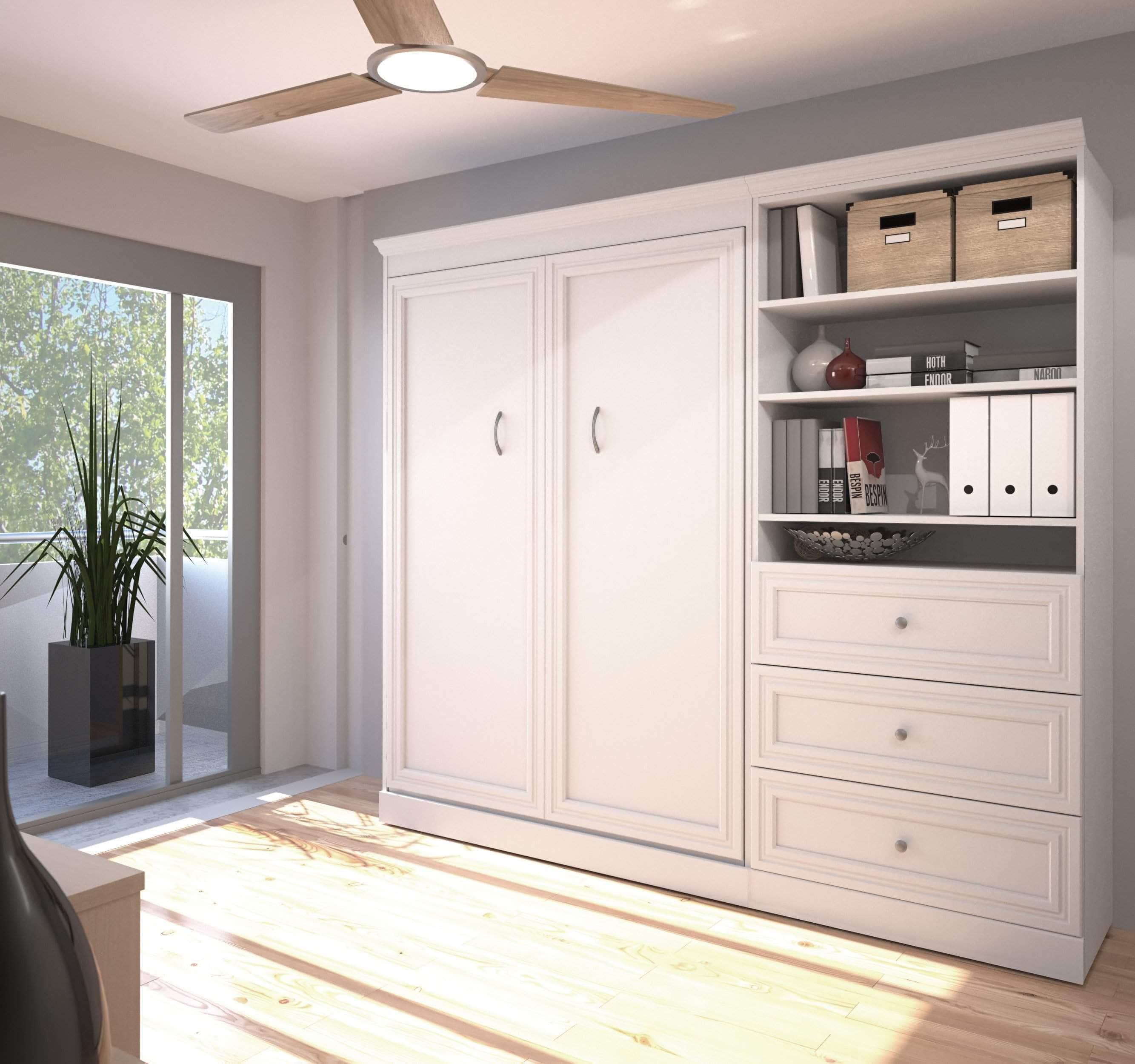 Space-Saving Full Murphy Wall Bed with Built-in Storage Drawers (95
