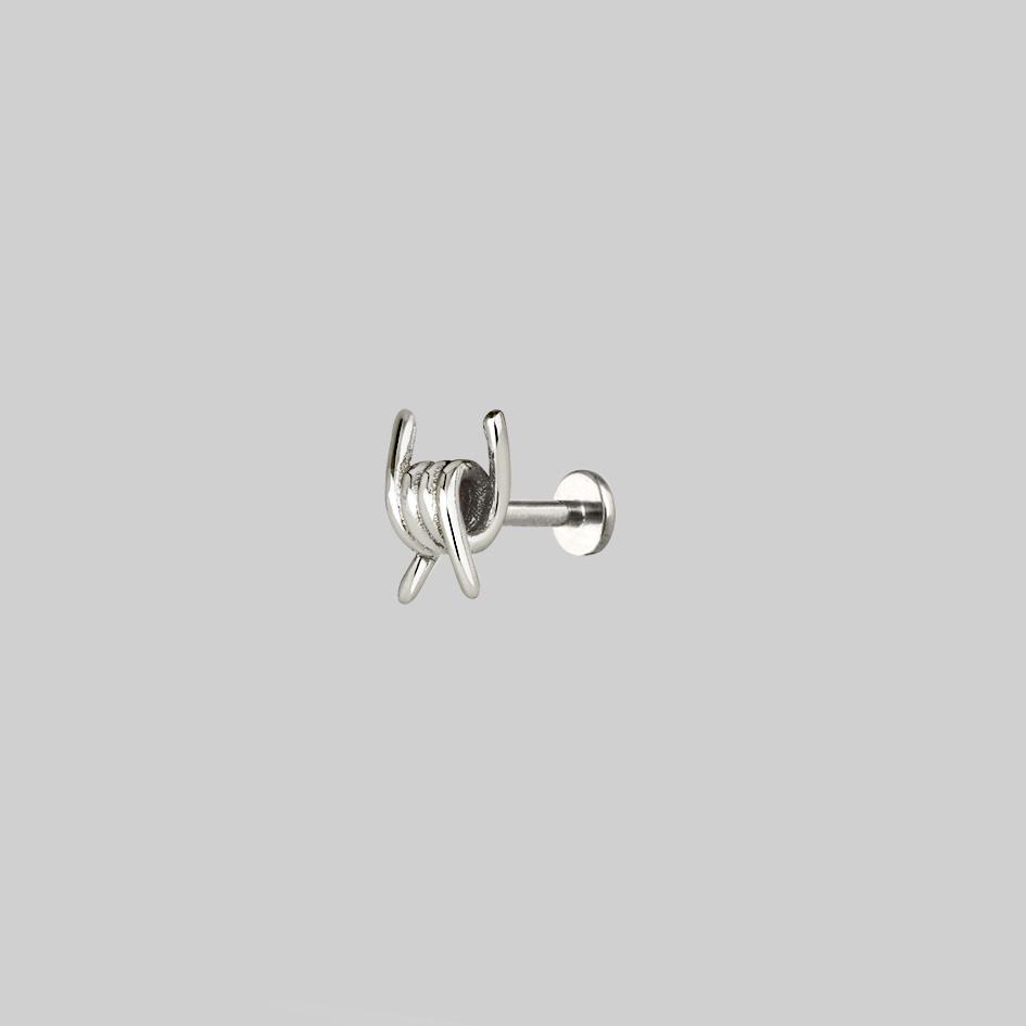 Survival Symbolic Barbed Wire Stud Earrings in Silver - Edgy Punk Gothic Jewelry for Women, Perfect for Concerts, Parties & Alternative Fashion