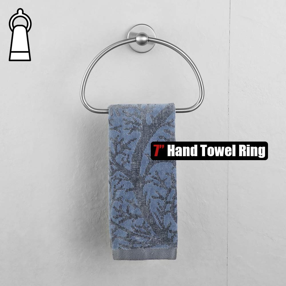 JQK Stainless Steel Towel Ring Holder - 7 Inch Brushed Nickel Wall Mounted Bathroom Accessory (TR160-BN) - Perfect for Bathrooms, Kitchens & Powder Rooms