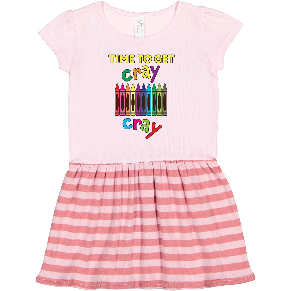 Inktastic 'Time to Get Cray Cray' Funny Crayon Design Toddler Dress - Perfect for Playdates, Birthday Parties & Casual Outings