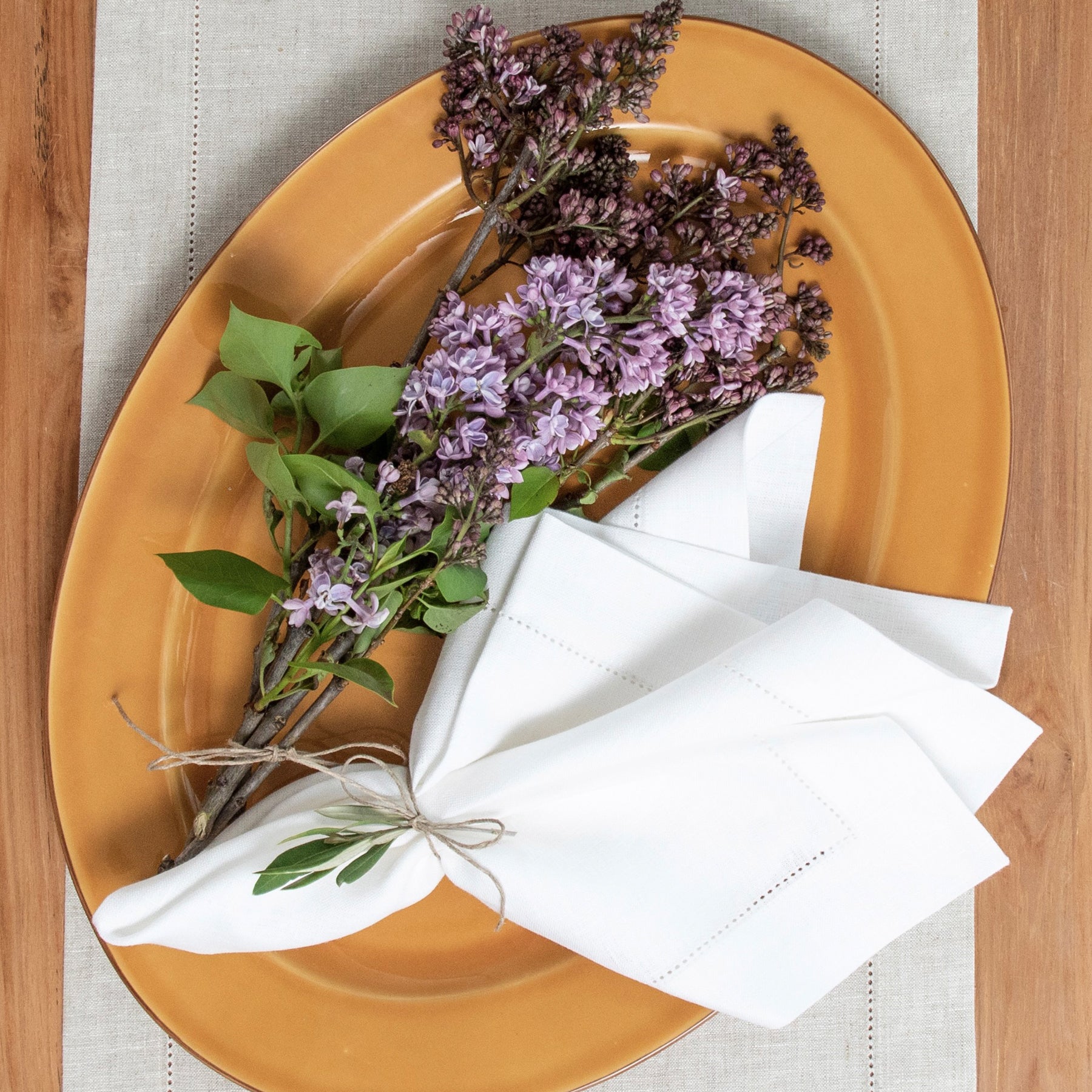 Premium Medium Weight Hemstitch Napkins - 12-Pack White Linen Dinner Napkins for Formal Dining, Weddings & Special Occasions
