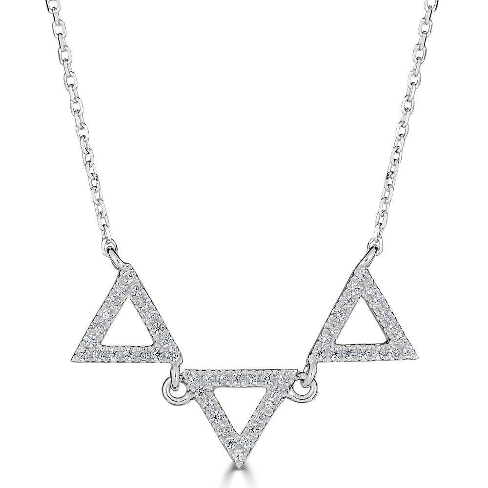 14KT Gold .18 CTW Diamond Open Triangle Necklace for Women - Elegant Layering Piece for Everyday Wear & Special Occasions