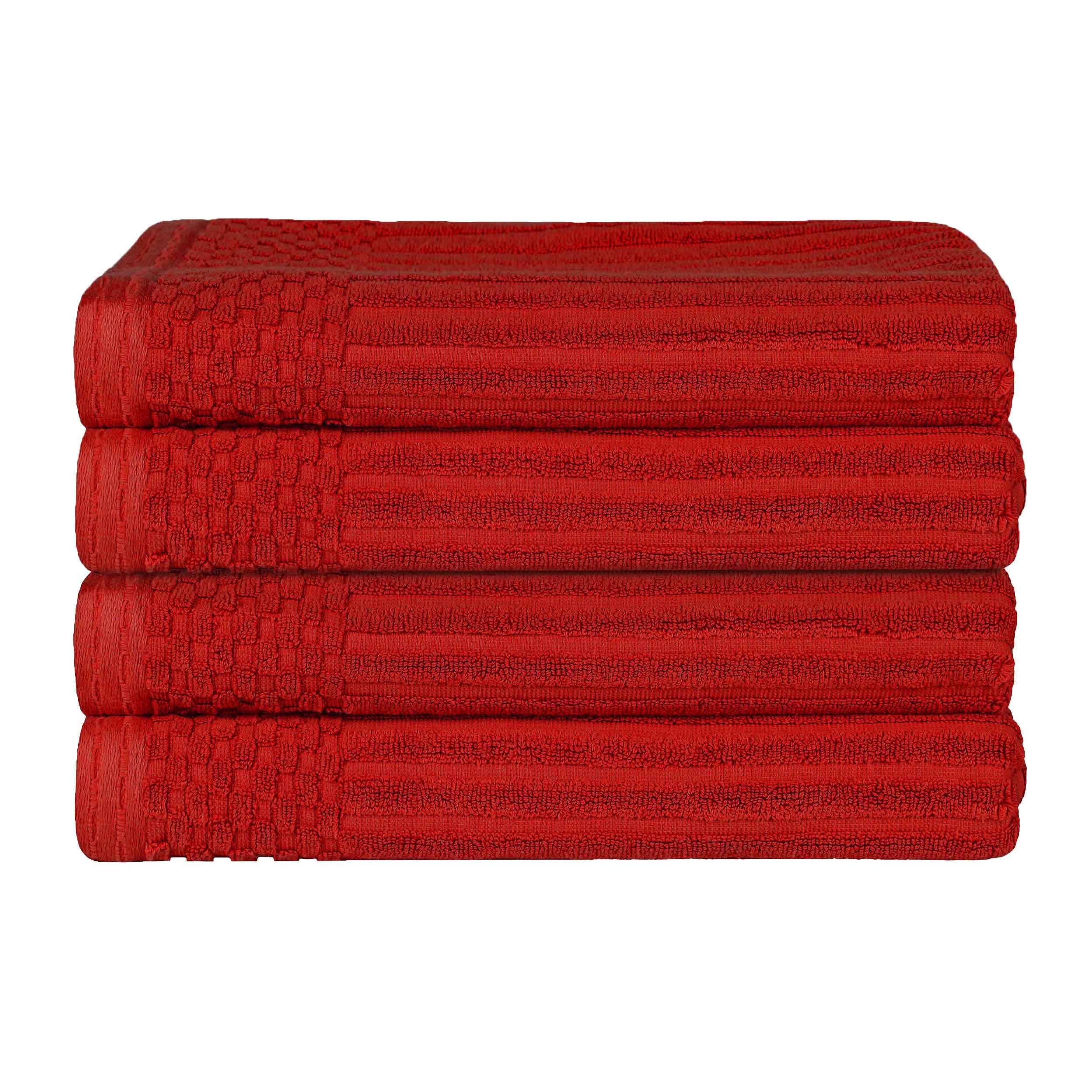 Premium Soho Ribbed Textured Cotton Bath Towels - Ultra Absorbent & Quick Dry - Set of 4 (White) - Luxury Spa, Hotel & Home Bathroom Essentials