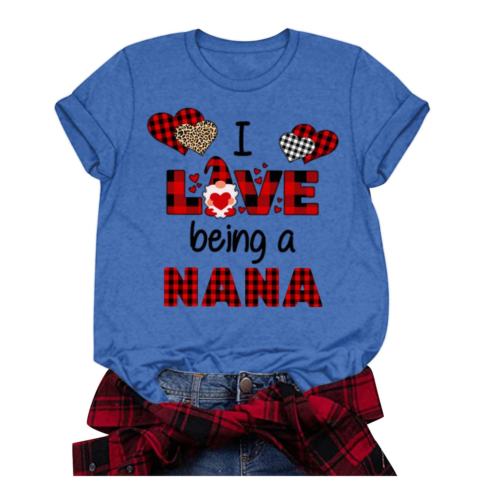 Valentine's Day Women's Short Sleeve Graphic Tee - Heart Letter Printed Blouse Tops for Casual Wear, Date Night & Gift Giving