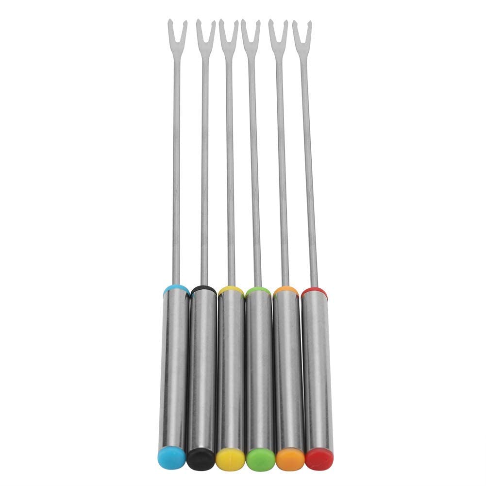6-Piece Stainless Steel Fondue Forks Set - Perfect for Chocolate, Cheese & S'mores Desserts - Ideal for Parties, Family Gatherings & Romantic Dinners