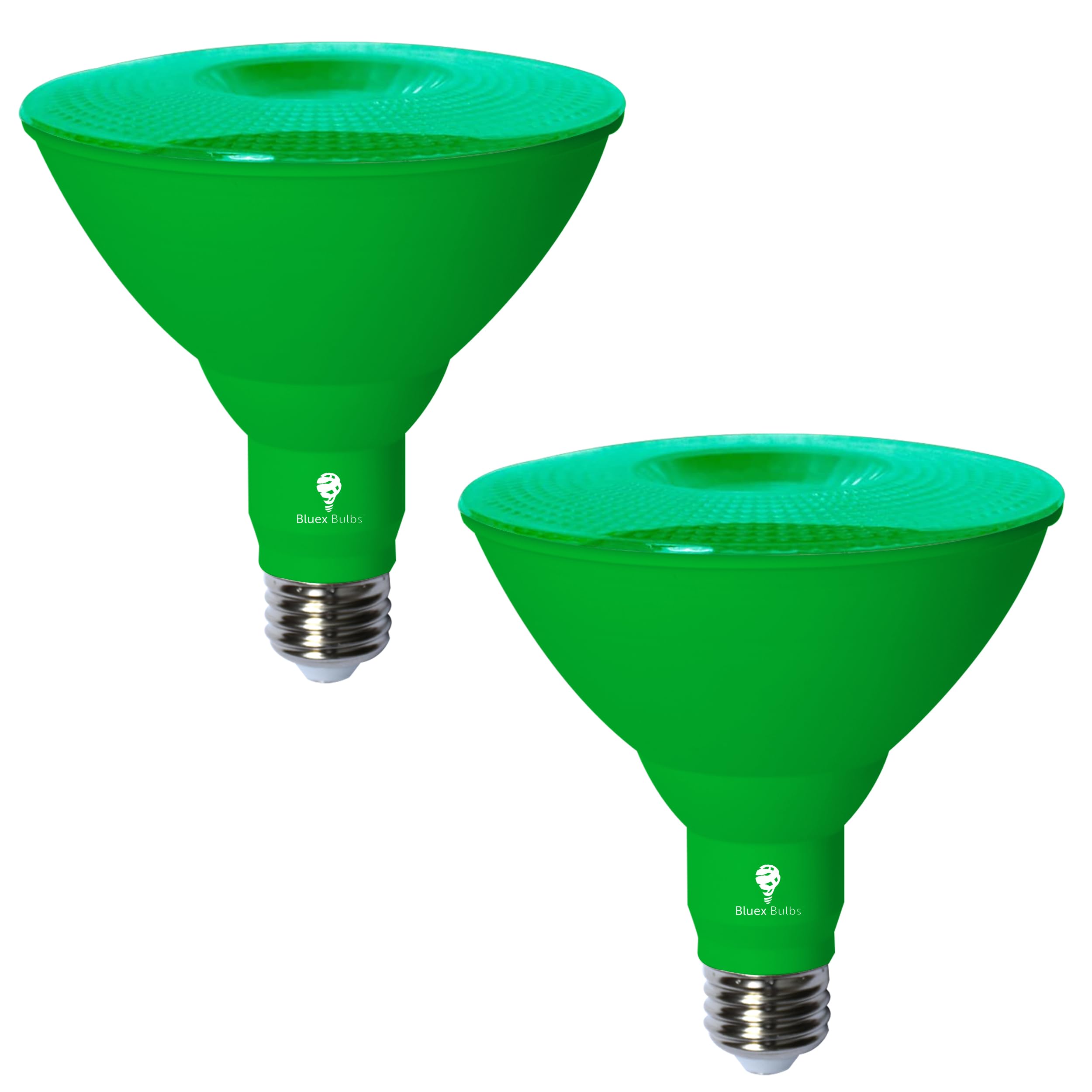 BlueX LED Par38 Flood Green Light Bulb 2 Pack - 18W (120W Equivalent) Dimmable E26 Base - Energy Saving Party, Porch, Home & Holiday Decoration Lighting for Indoor/Outdoor Use