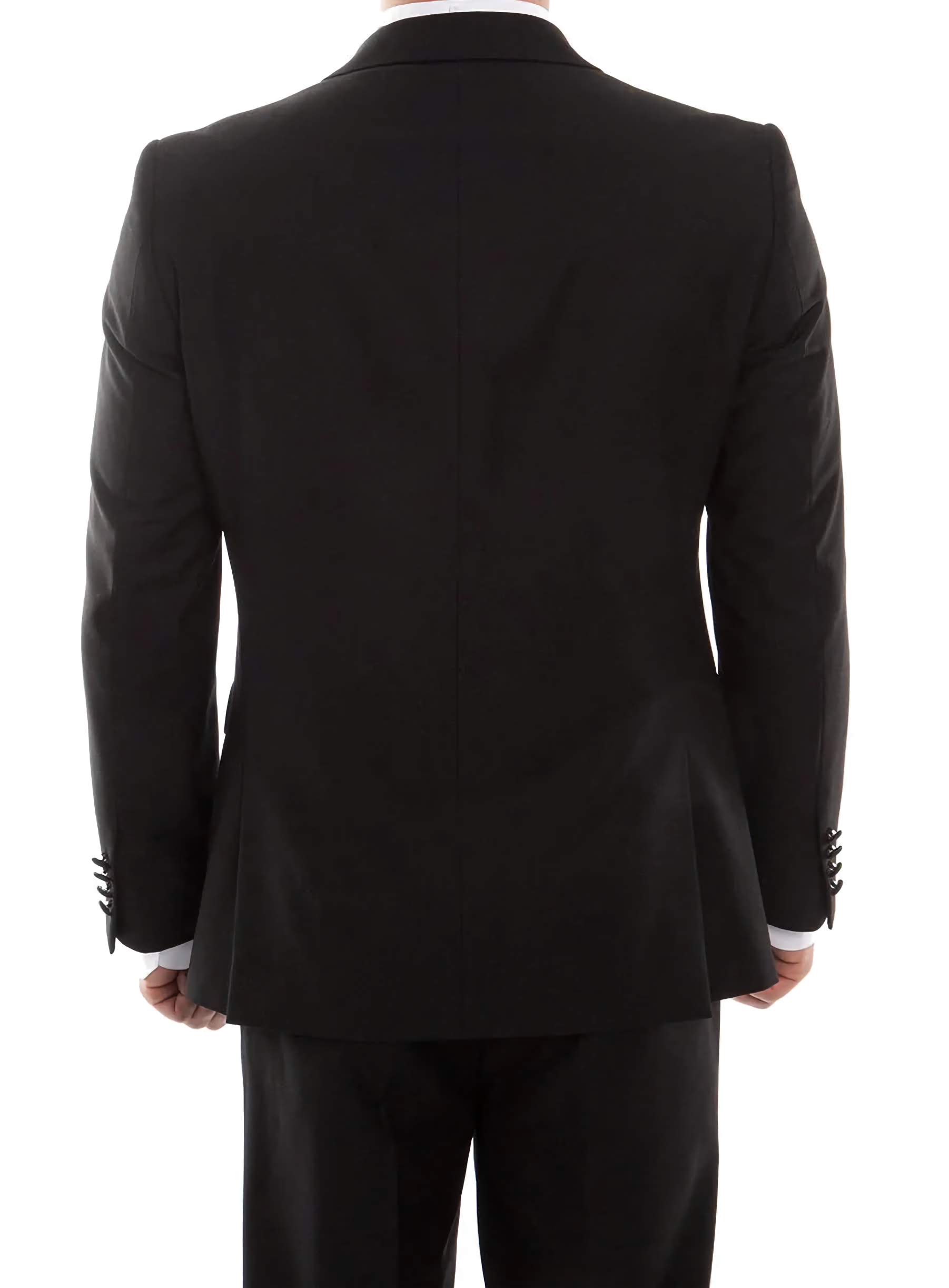 Double Breasted Slim Fit Black Tuxedo with Satin Peak Lapel | Formal Wedding & Evening Wear | Perfect for Prom, Gala & Black Tie Events
