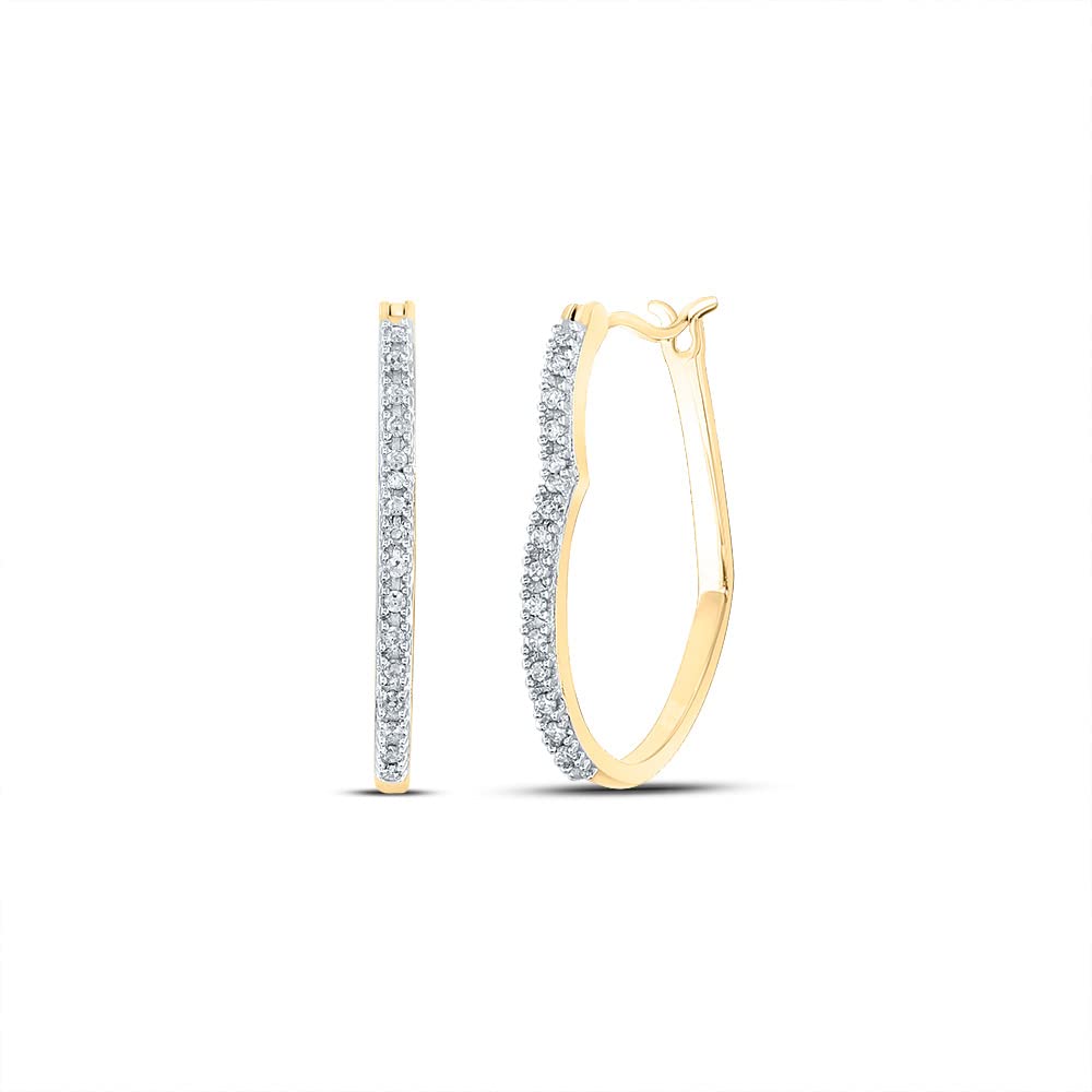 Dazzlingrock 10K Yellow Gold Women's Round White Diamond Heart Hoop Earrings (1/8 Cttw) - Elegant Gift for Valentine's Day, Anniversary & Special Occasions