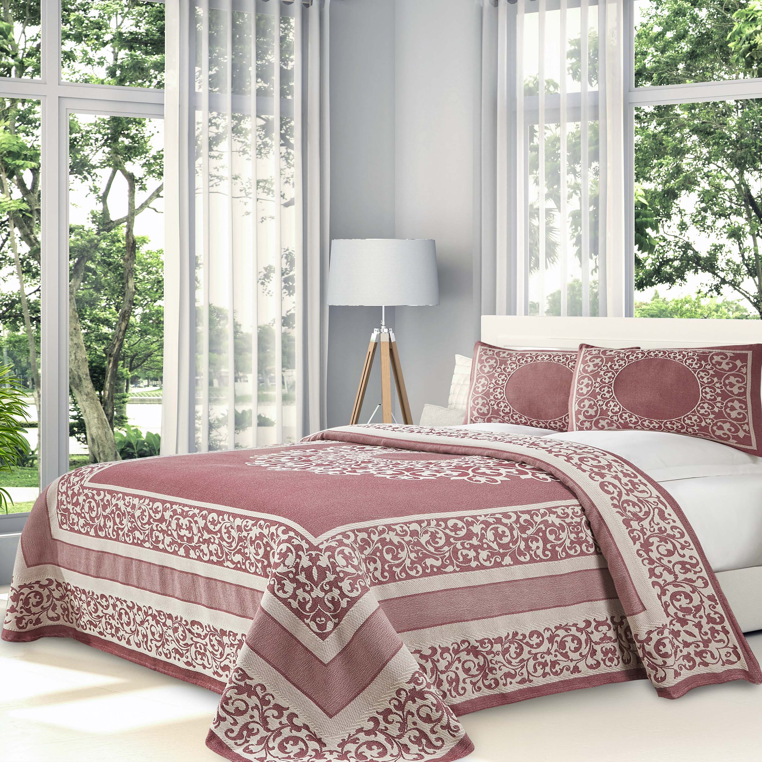 Boho Mandala Cotton Blend Woven Jacquard Bedspread Set - Queen Size, Soft & Breathable, Ethnic Home Decor for Bedroom, Living Room, Dorm or Yoga Studio