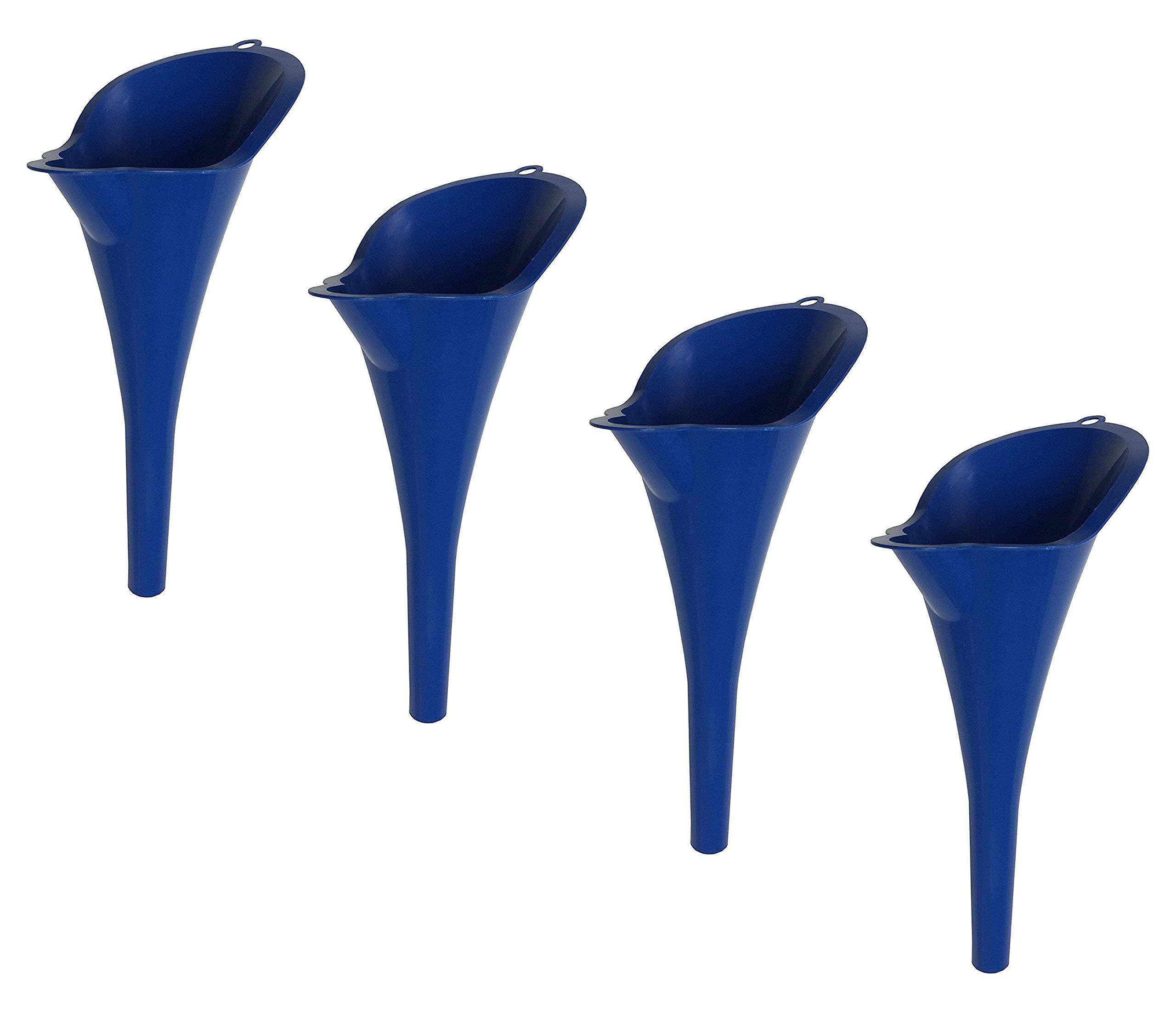 WirthCo 32855 Funnel King Blue Multi-Purpose Funnel for Capless Gas Tank (4 Pack) - Perfect for Fuel Transfer, Oil Changes, and Automotive Maintenance