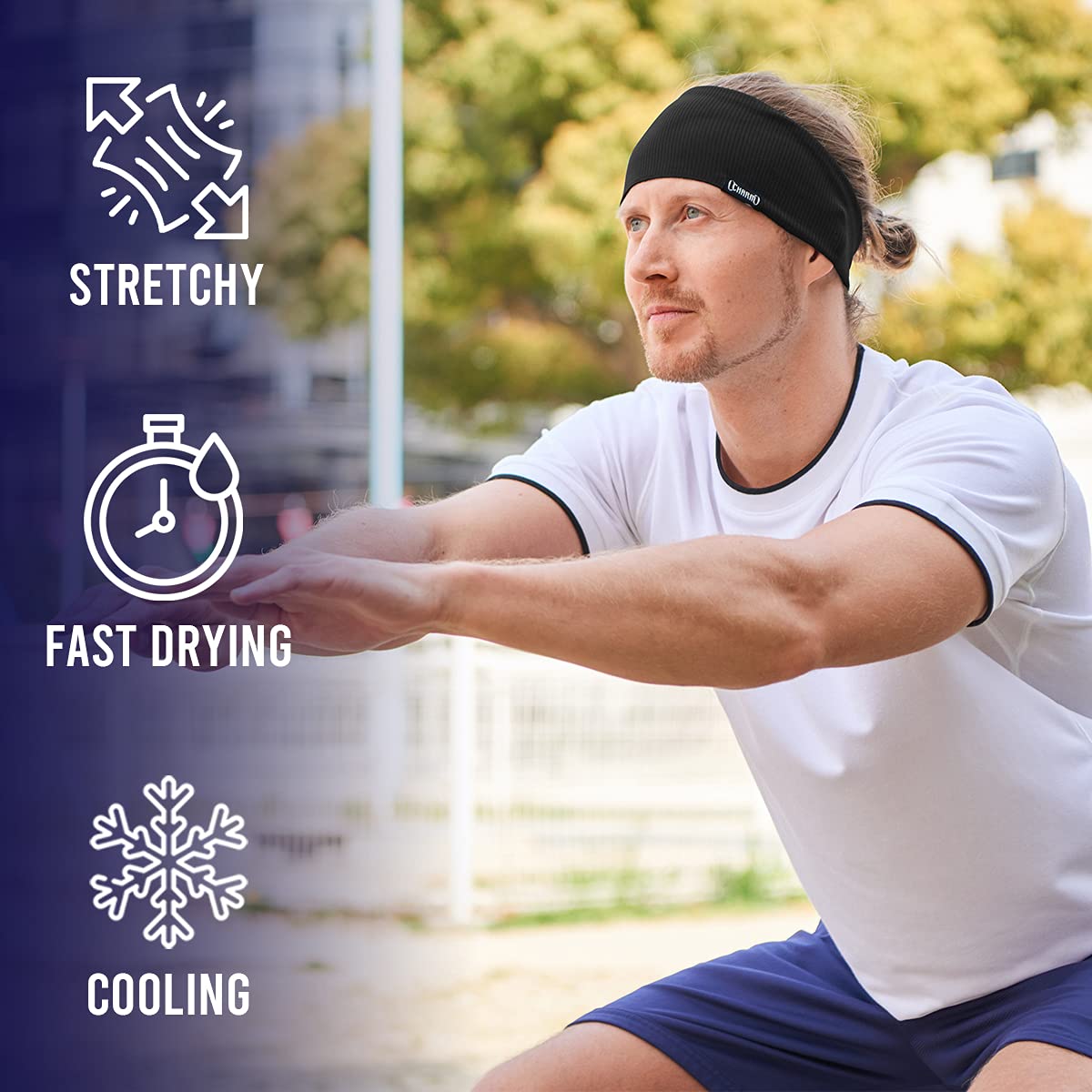 Breathable Moisture-Wicking Sports Headbands for Men & Women - Lightweight Yoga, CrossFit & Running Head Wraps - Thin Elastic Workout Sweatbands for Gym, Fitness & Outdoor Activities