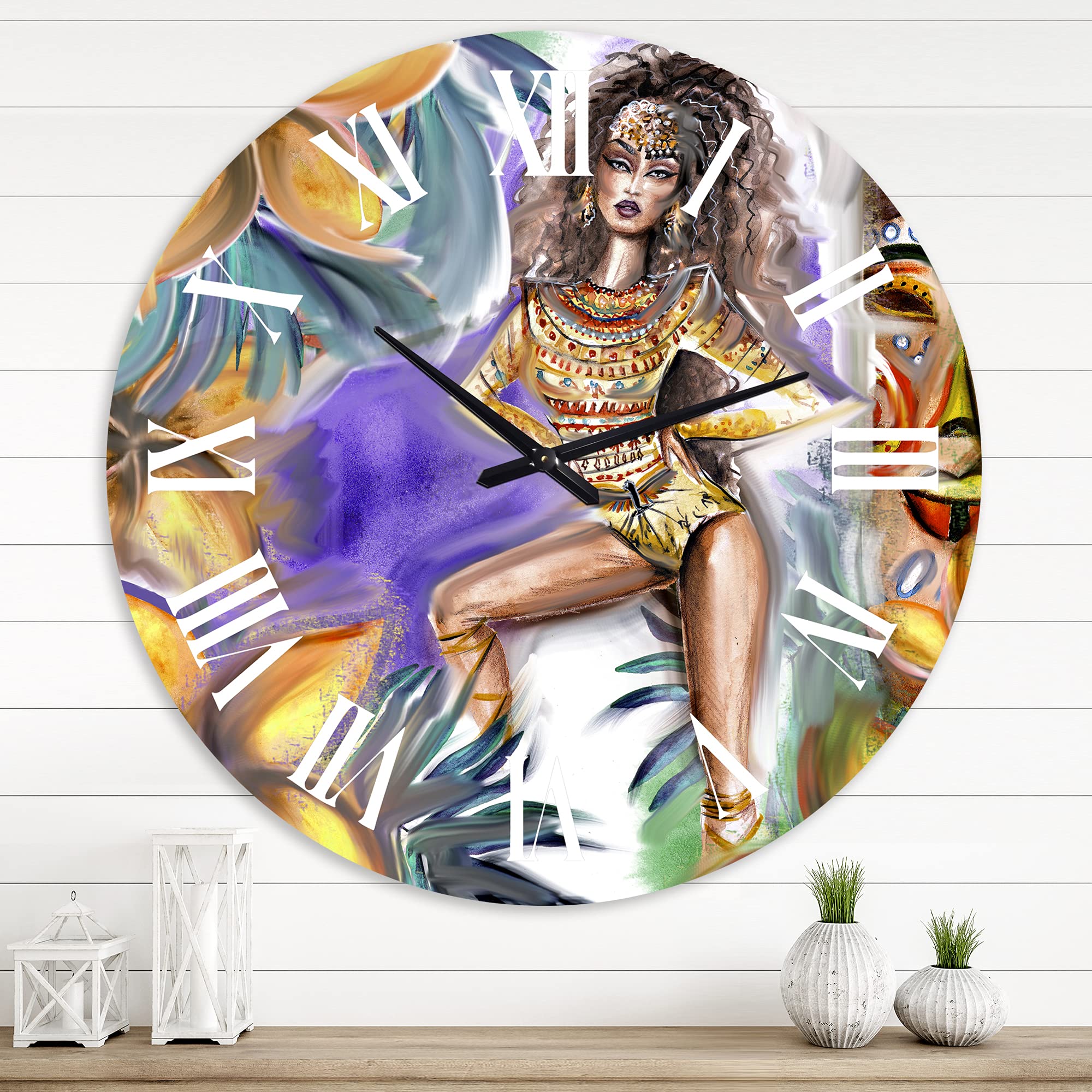 Tropical Amazon Warrior Traditional Wall Clock - Large Decorative Clock for Living Room, Bedroom, Office | Vintage Home Decor, Unique Gift Idea