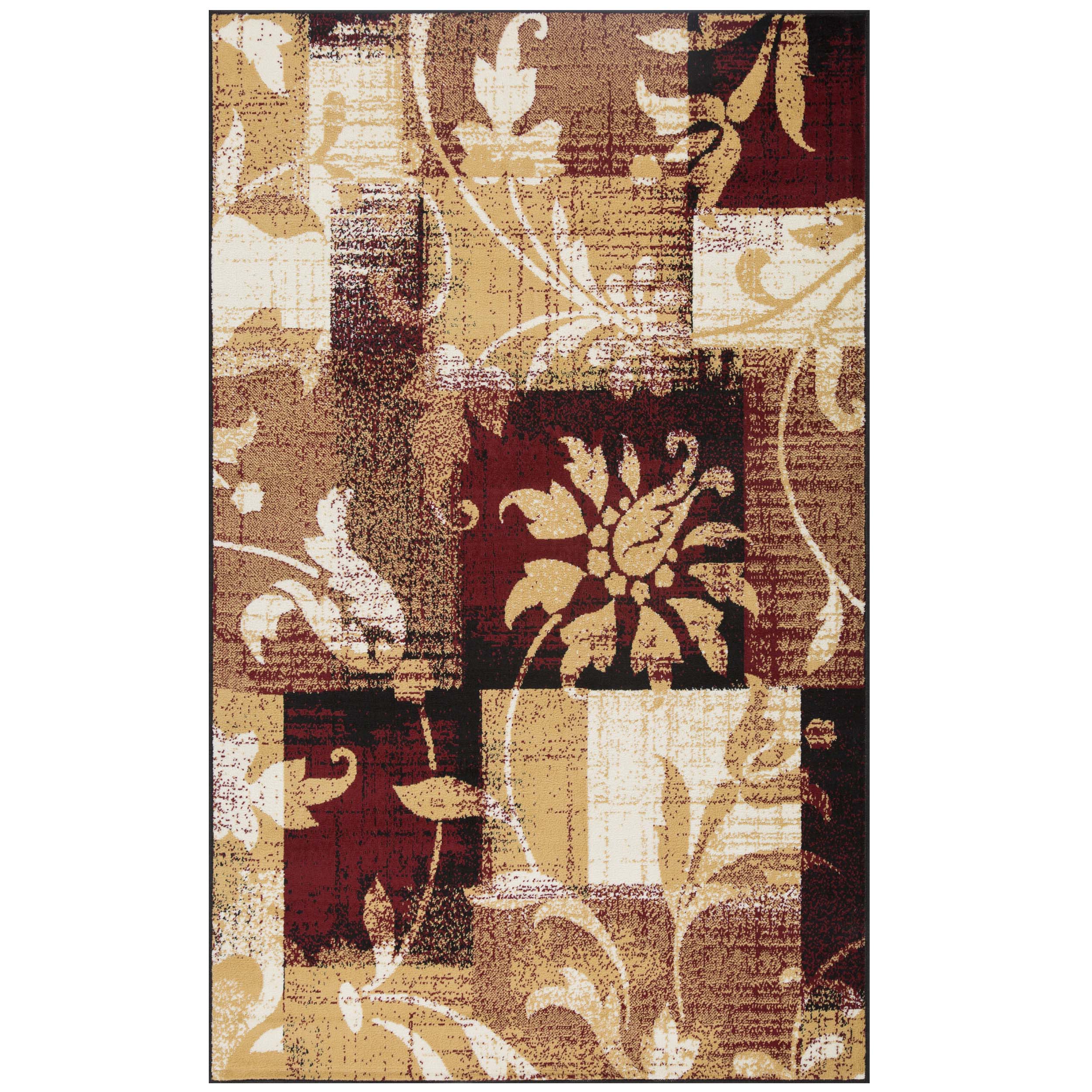 Stylish Pastiche Contemporary Floral Patchwork Area Rug - Non-Slip Indoor Runner for Living Room, Bedroom & Hallway Decor