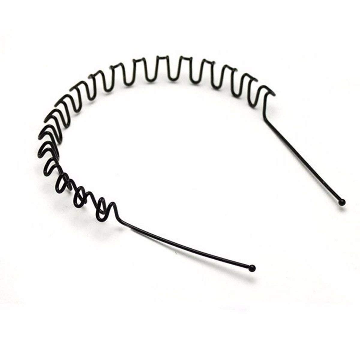MOOLYAVAAN Non-Slip Zigzag Metal Hairband for Sports & Fitness - Flexible Wavy Headband for Men & Women - Pack of 2 Black Unisex Hair Accessories (Perfect for Running, Yoga & Workouts)