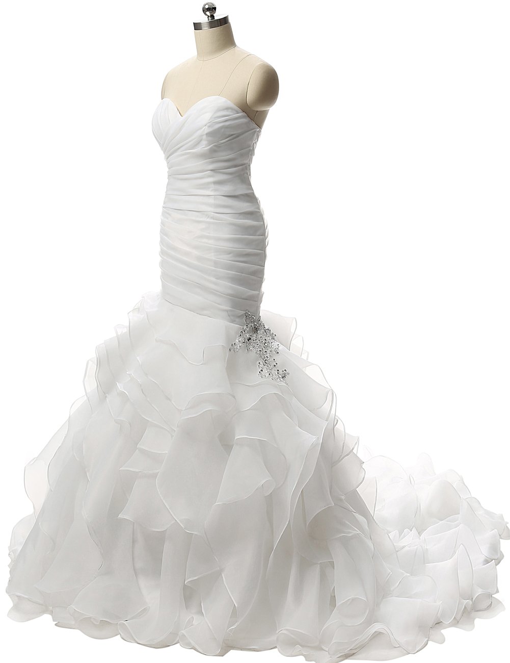 JAEDEN Elegant Mermaid Wedding Dress with Ruffles & Pleats - Trumpet Style Bridal Gown for Beach, Church & Formal Weddings