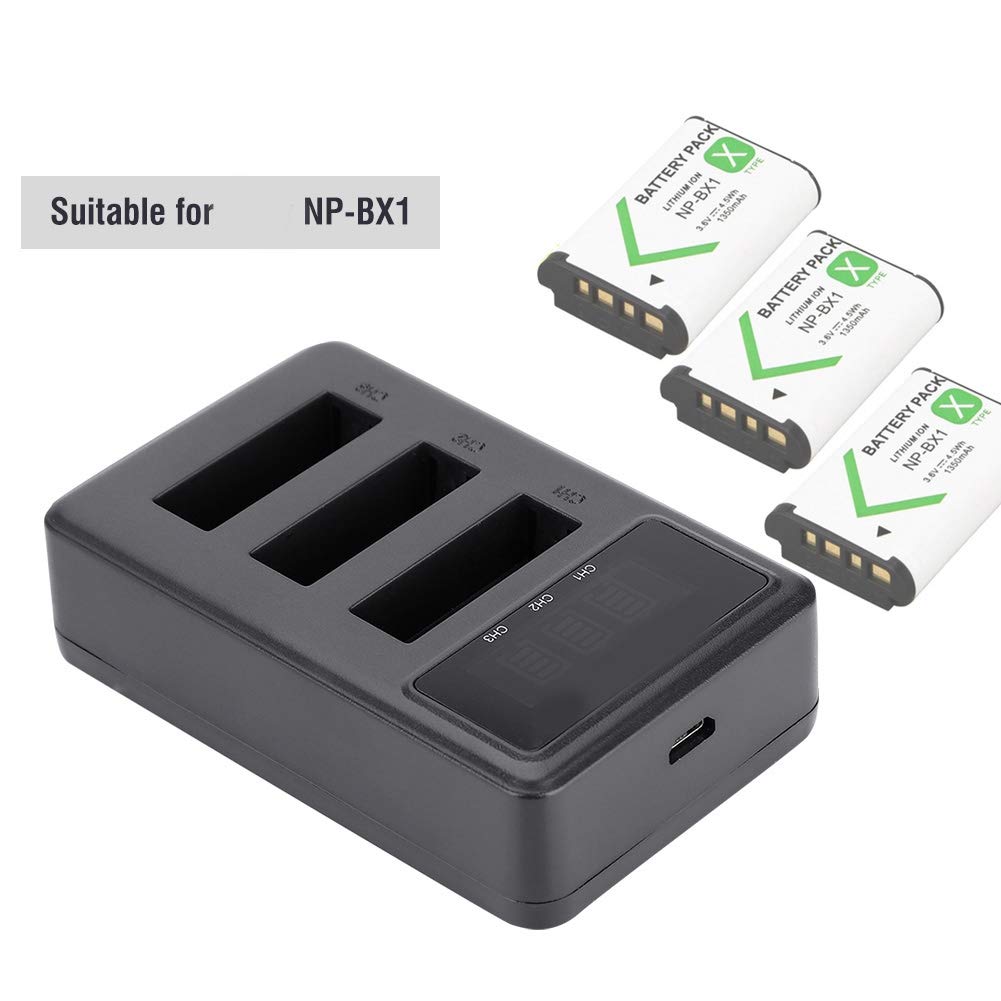 NP BX1 USB Charger - 3 Slot Portable Action Camera Battery Charger | Fast Charging Accessory for NP BX1 Cameras | Perfect for Travel, Outdoor Adventures & Vlogging