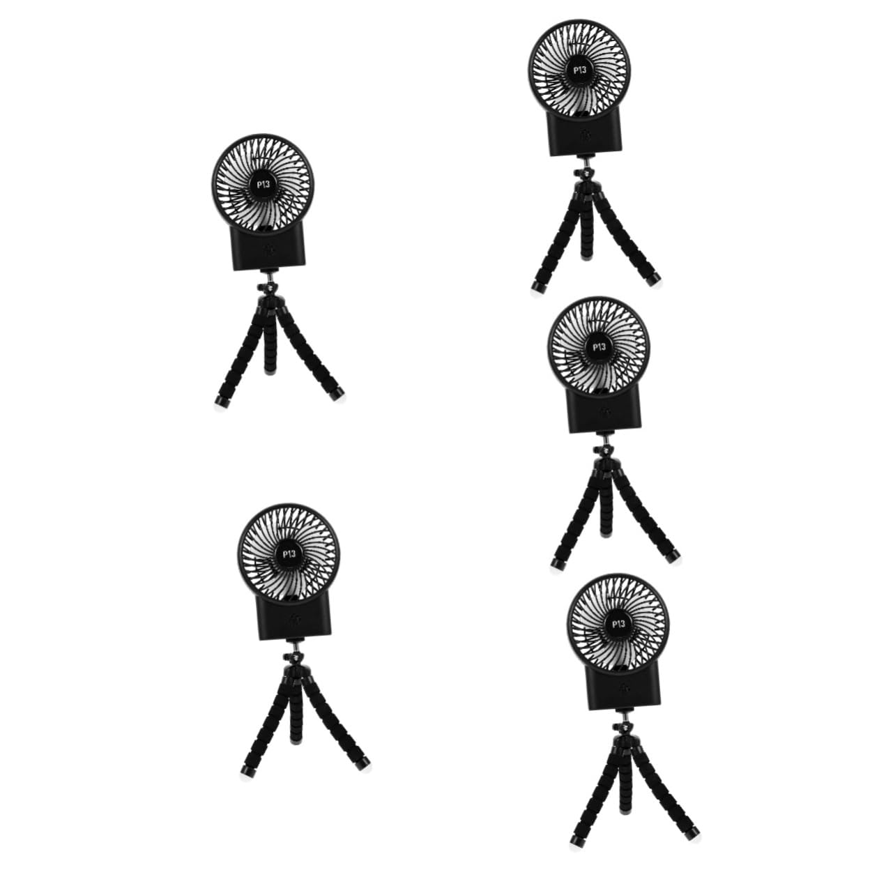 HEMOTON 5-Pack Portable Octopus Fan - USB Rechargeable Mini Fan for Travel, Camping, Stroller, Baby Seat & Office - Quiet Cooling Fan with Flexible Arms for Personal Use Anywhere