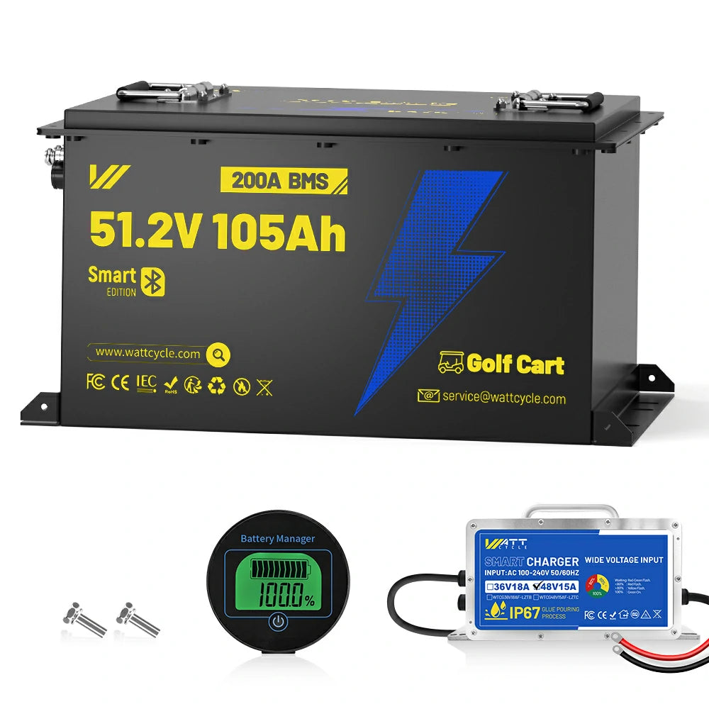 48V 100Ah Lithium Golf Cart Battery with Bluetooth - Long Lasting Power for Golf Carts, Electric Vehicles & Off-Grid Applications - Perfect for Golf Courses, RV Camping & Solar Energy Storage