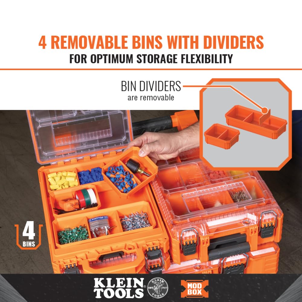 MODbox Short Component Box Half Width - Compact Storage Solution for Electronics, DIY Projects & Small Parts Organization | Perfect for Workshops, Crafting & Home Office Use