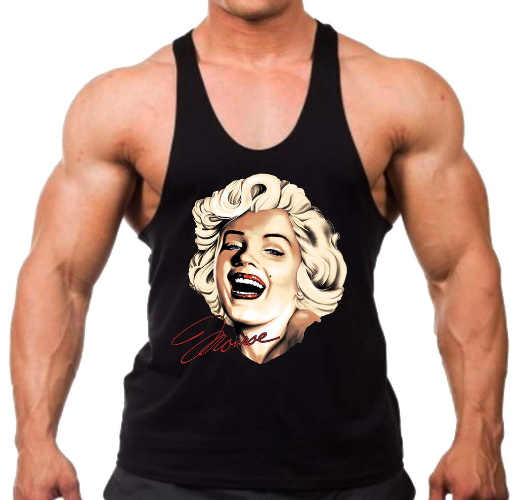Men's Marilyn Monroe Laughing Black Stringer Tank Top - Vintage Graphic Muscle Tee for Casual Wear & Summer Outfits