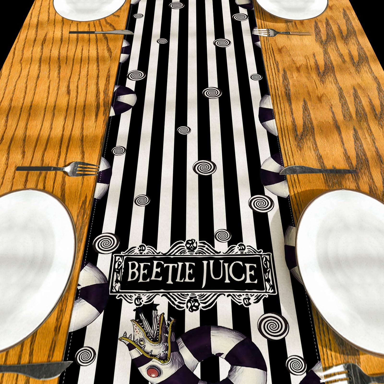 Halloween Table Runner - Horror Classic Movie Themed Table Cover for October 31 Decor | Spooky Home Party Decorations for Halloween Celebrations & Dinner Parties