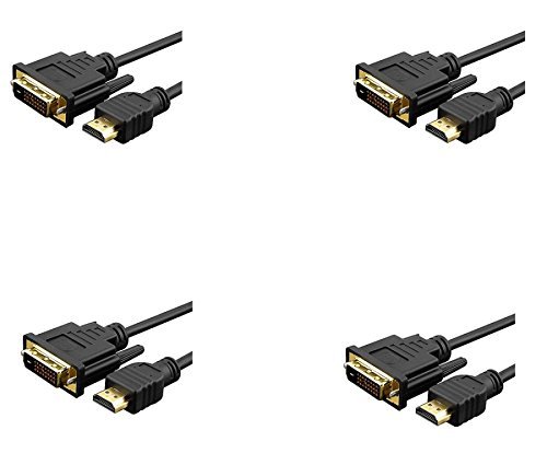 eDragon HDMI to DVI Cable 10ft CL2 Rated (4-Pack) - High-Speed Digital Video Cord for Home Theater, Gaming & Office Setup