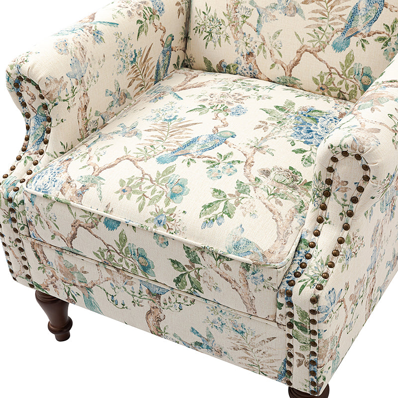 Felix Upholstered Wingback Armchair with Spindle Legs - Comfortable Living Room Chair for Reading & Relaxing - Perfect for Home Office, Bedroom or Lounge Area