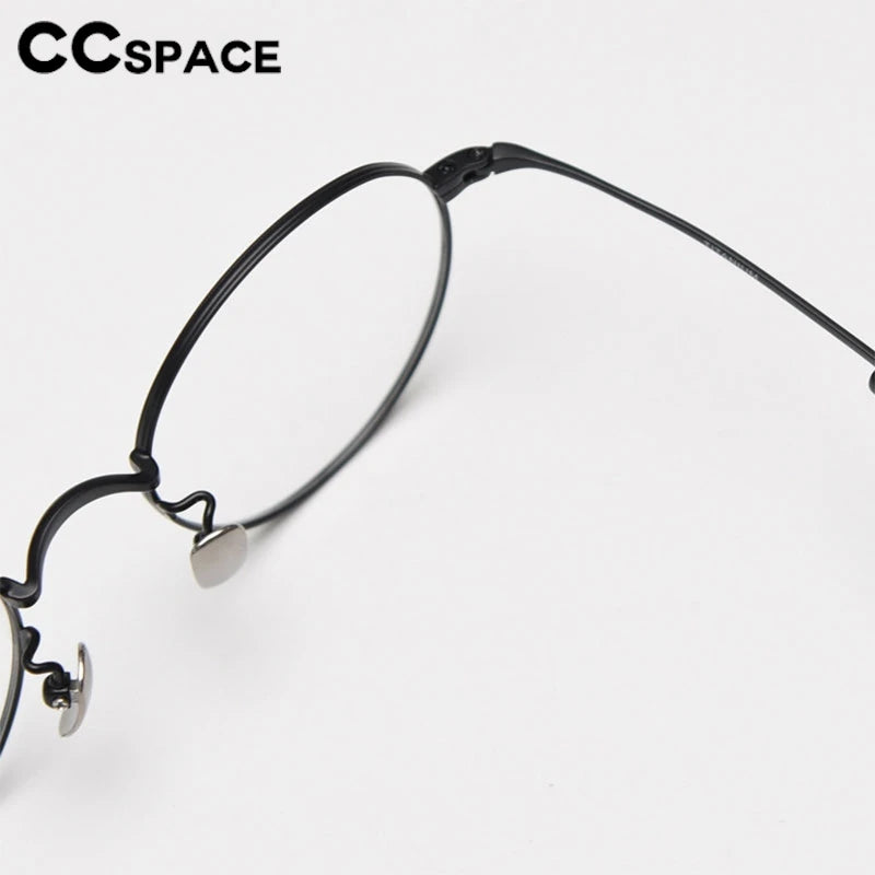 CCspace Unisex Full Rim Round Titanium Eyeglasses Frame - Lightweight Durable Glasses for Men & Women - Perfect for Reading, Driving & Daily Wear (Model 300779)