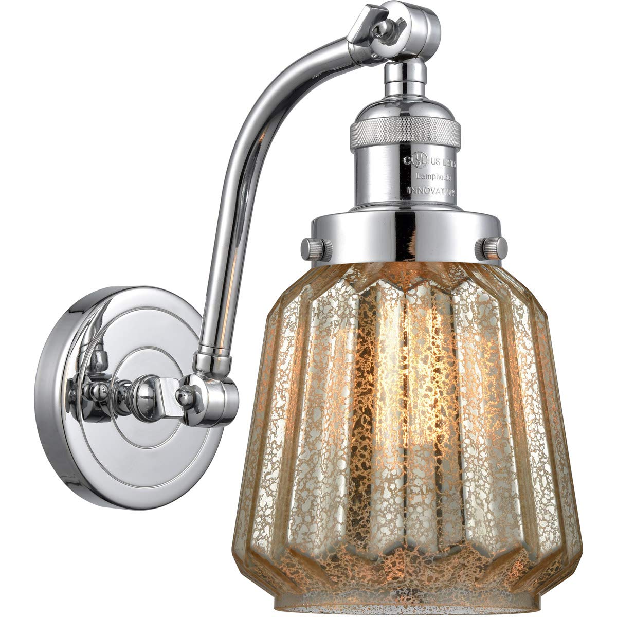 Vintage Dimmable LED Wall Sconce Light Fixture - Polished Chrome Finish - 1 Light Bathroom Vanity or Bedroom Lighting - Innovations 515-1W-PC-G146-LED
