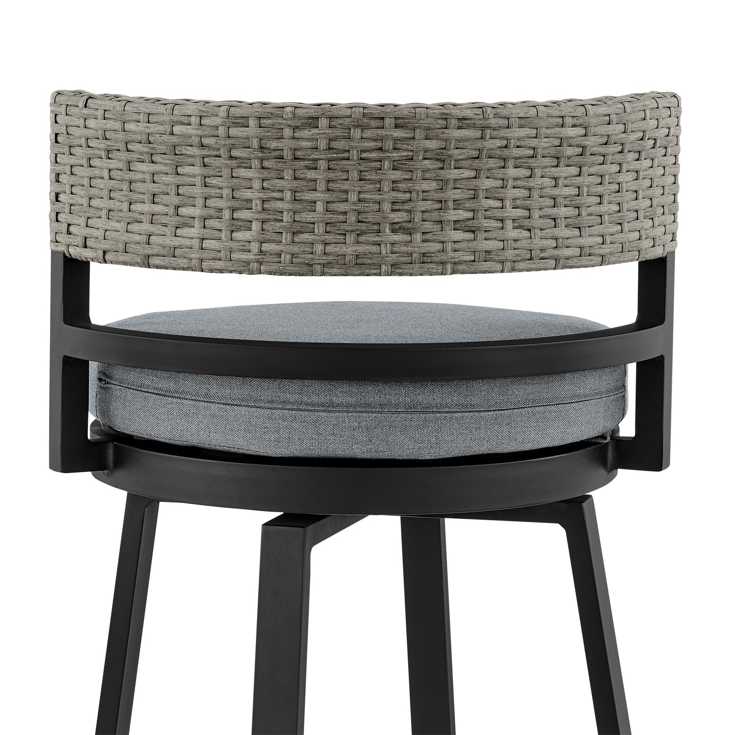 Armen Living Encinitas 5-Piece Outdoor Patio Bar Table Set with Aluminum Frame & Dark Grey Cushions - Perfect for Backyard, Poolside & Garden Dining