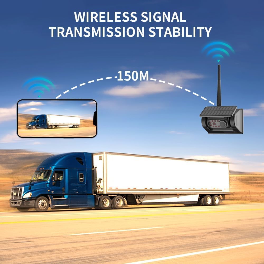 OBEST Magnetic Wireless Backup Camera with Solar WiFi, Built-in Battery & Infrared Night Vision - Universal Rear View Camera for iOS/Android - Perfect for Trucks, RVs, Trailers & Parking Safety