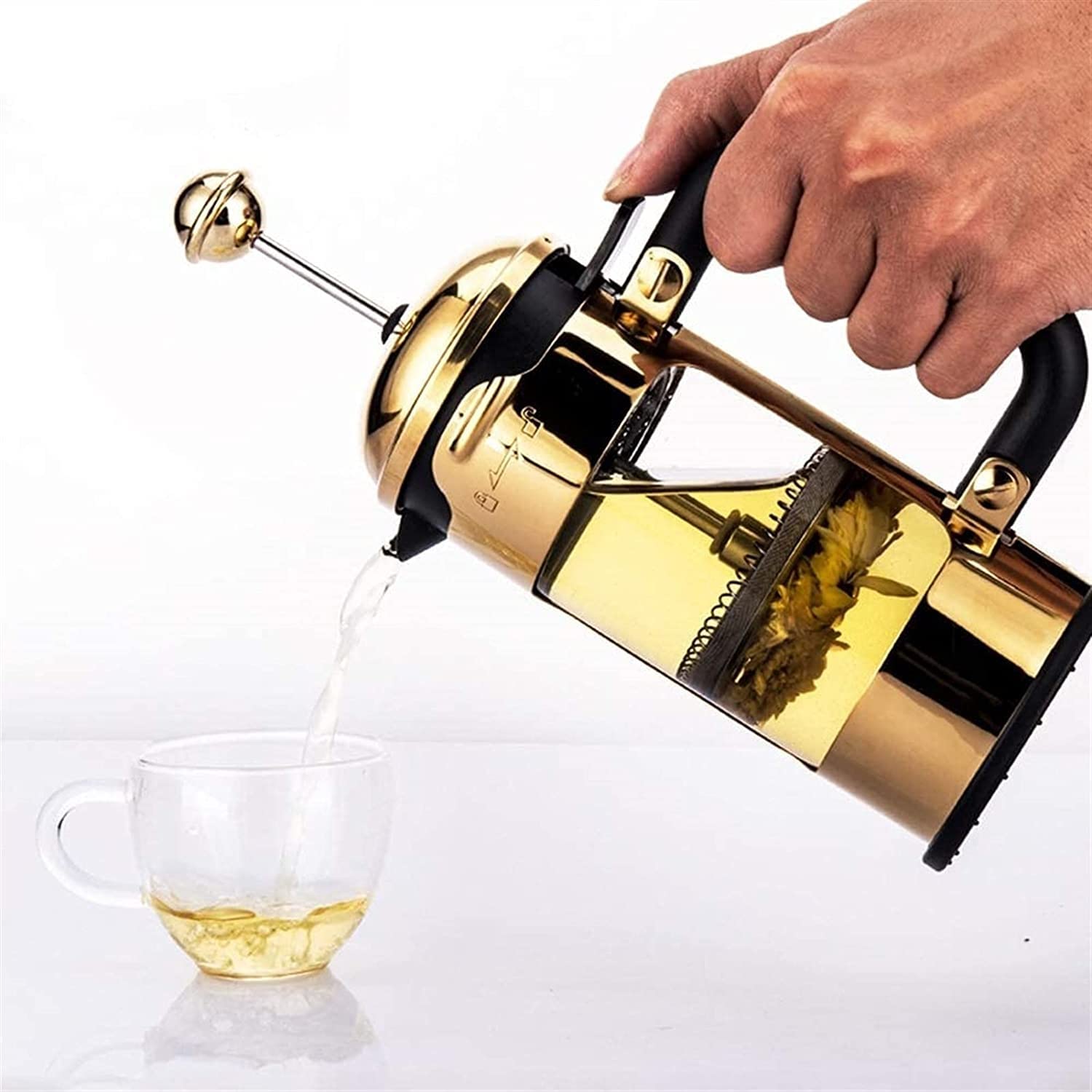 Premium French Press Coffee Maker - 304 Stainless Steel & Borosilicate Glass, BPA-Free, Heat Resistant, Easy to Clean - Perfect for Home, Office & Camping Coffee Brewing