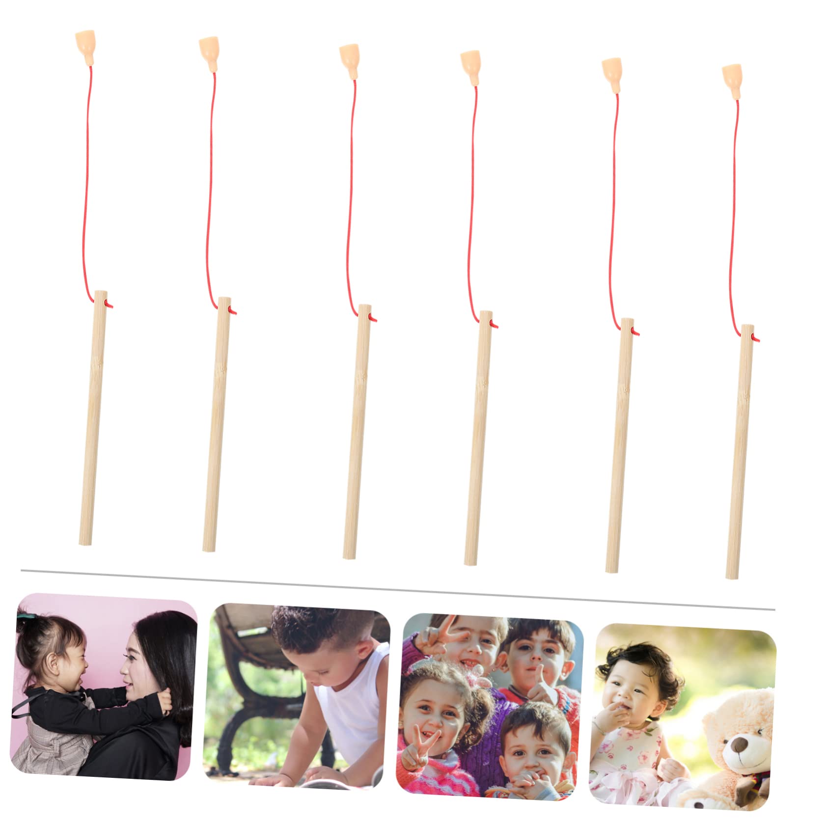 CIYODO 6pcs Wooden Magnetic Fishing Game Toy Set - Replacement Fishing Rods for Kids - Fun Educational STEM Toy for Toddlers - Perfect for Birthday Gifts, Preschool Learning & Family Game Night