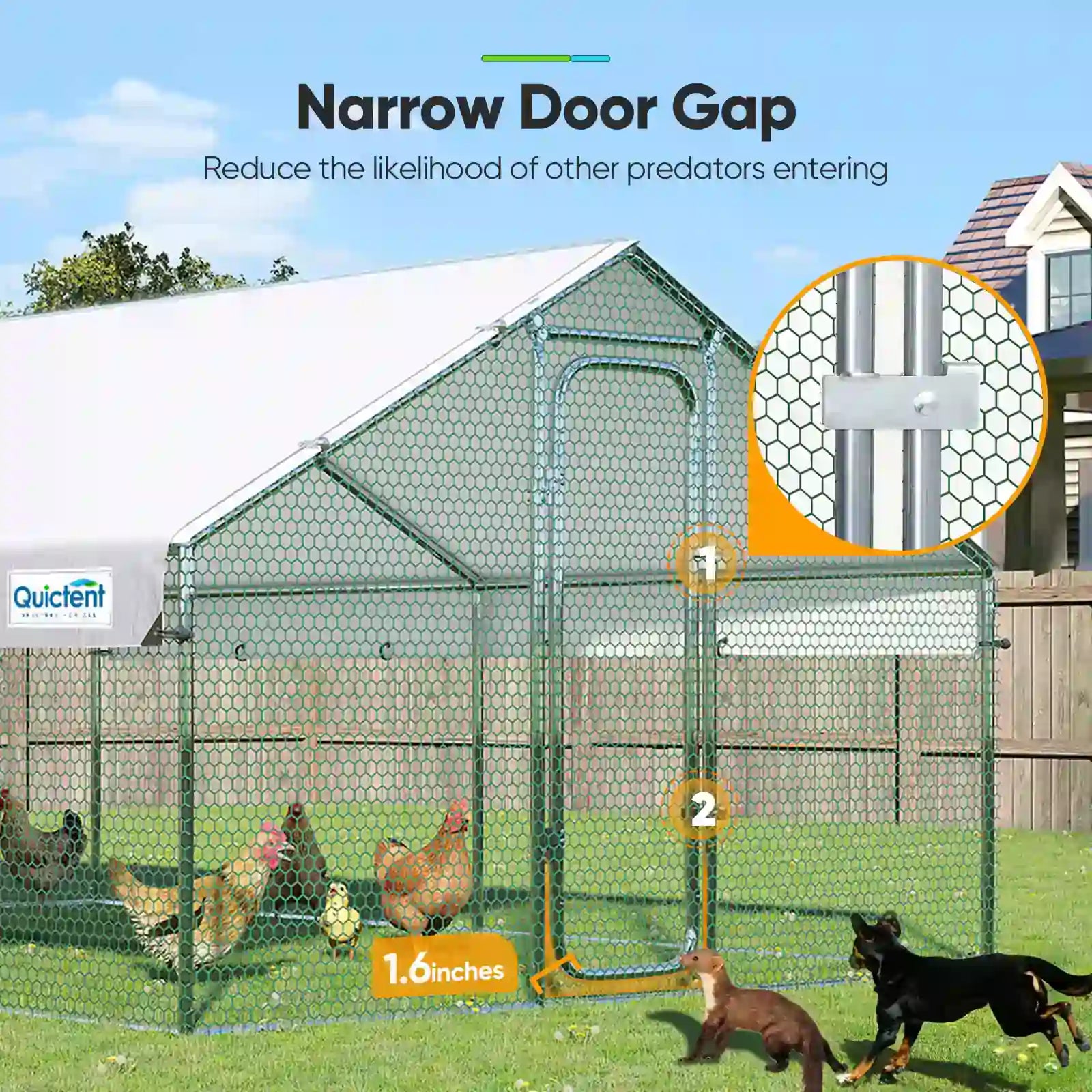 Large Metal Chicken Coop Run - Durable Outdoor Poultry Pen for Hens & Roosters - Perfect for Backyard Farming & Free Range Chicken Keeping