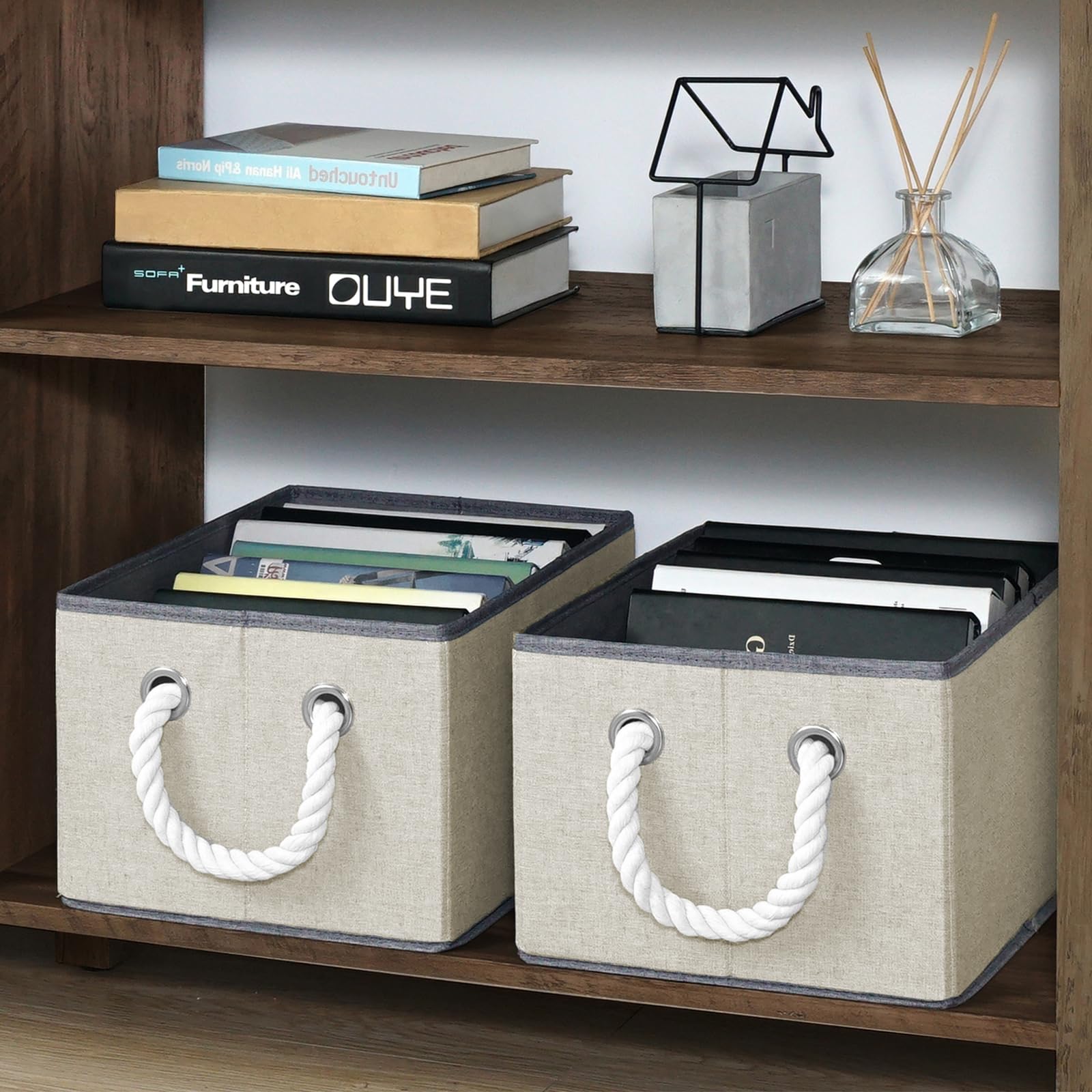 Large Fabric Storage Bins with Handles - 3 Pack Foldable Organizing Baskets for Shelves, Closet & Home (15