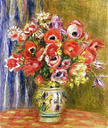 Pierre-Auguste Renoir 'Vase of Tulips & Anemones C.1895' Art Print - 37.05 x 44 Inch Large Wall Decor - Perfect for Living Room, Bedroom & Office